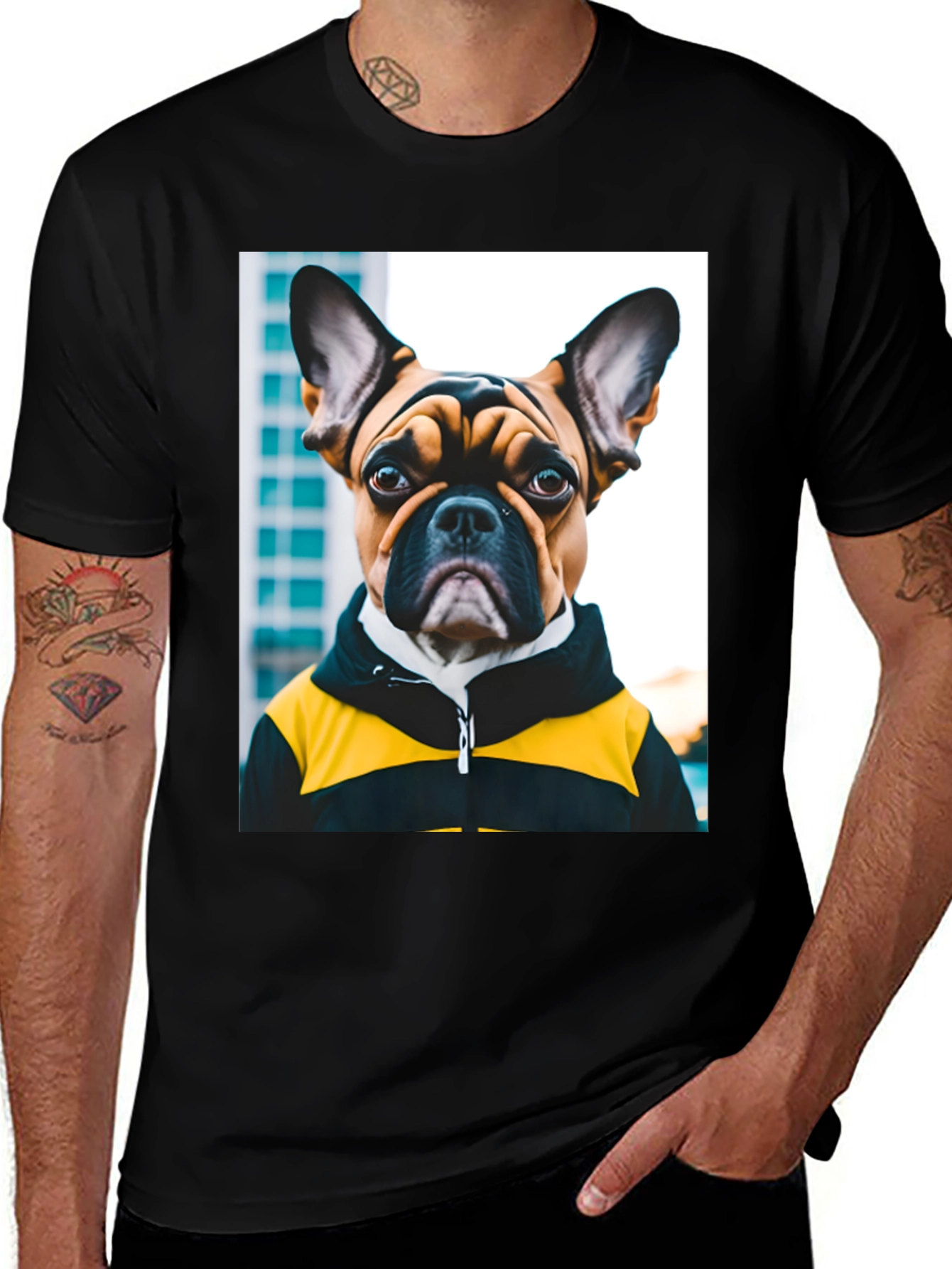 Variant 29 of Bulldog Hoodie Graphic Tee - Trendy Dog Lover's T-Shirt