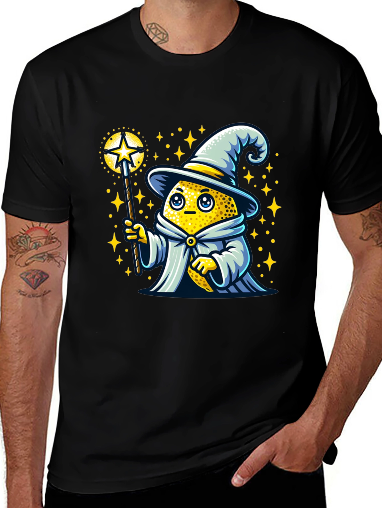 Variant 27 of Lemon Wizard Graphic Tee - Magical Fruit Fun!