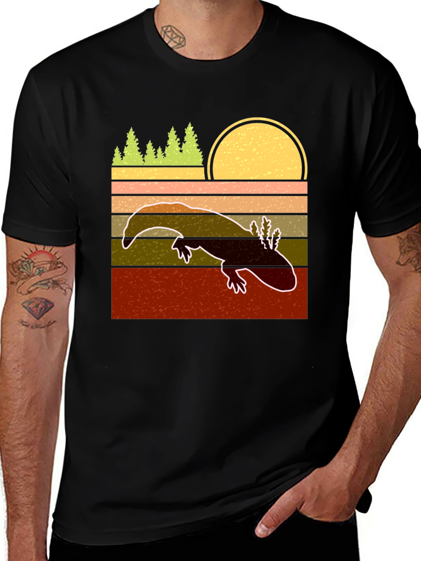 Variant 30 of Axolotl Retro Sunset T-Shirt