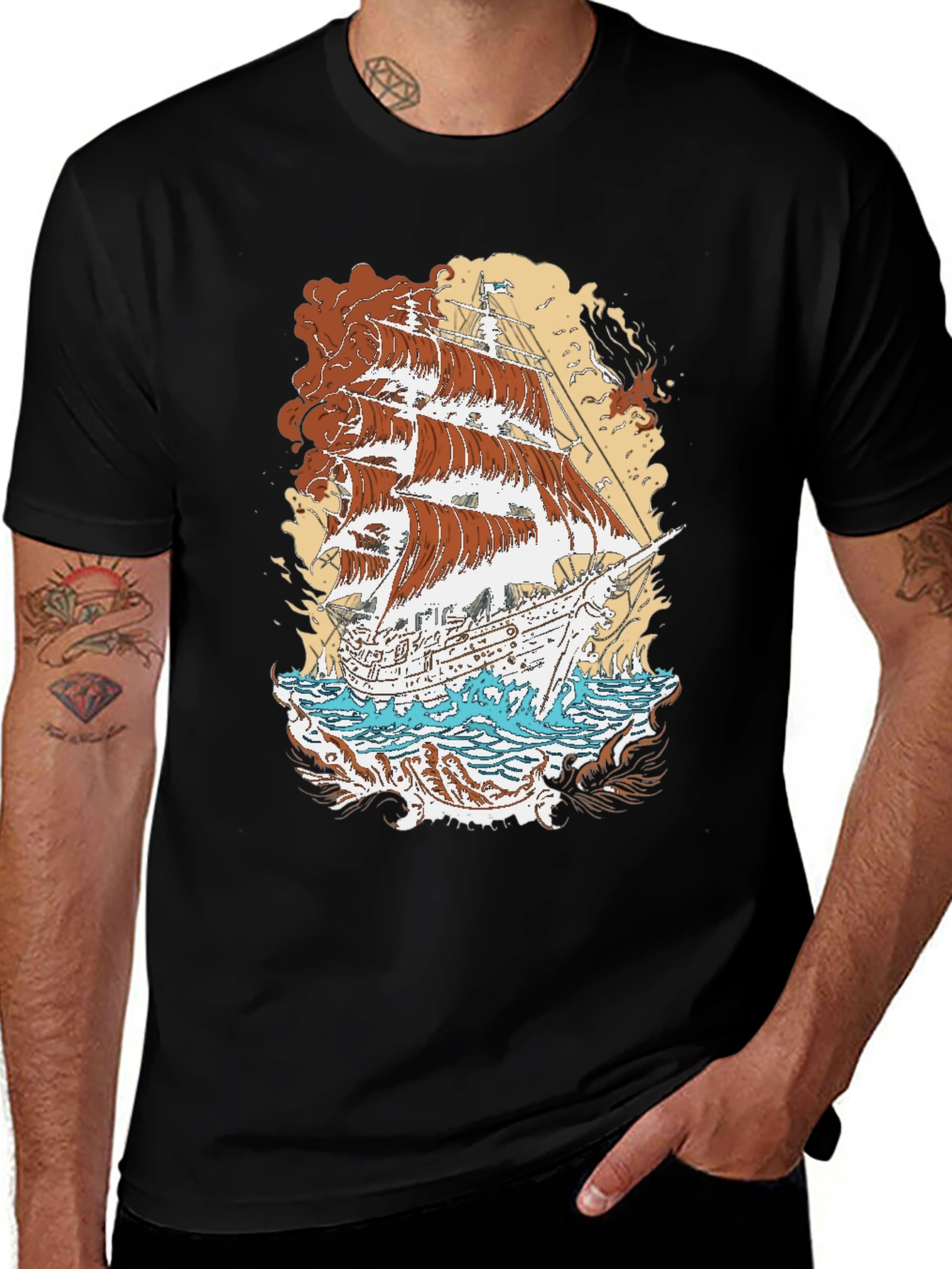 Variant 15 of Vintage Ship Graphic T-Shirt