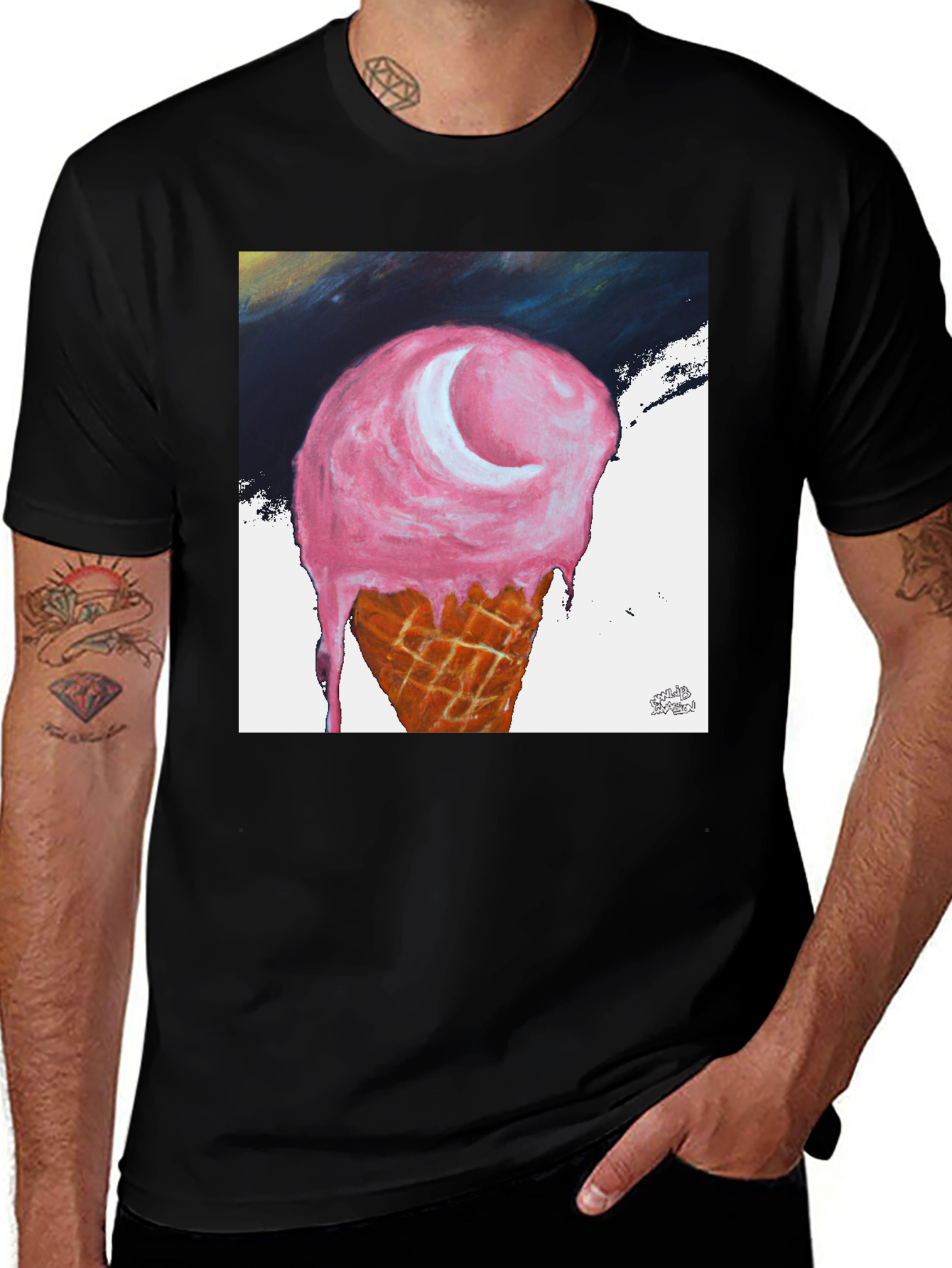 Variant 16 of Ice Cream Moon Graphic Tee - Unisex