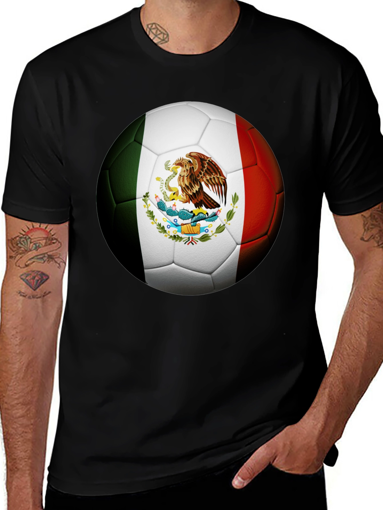 Mexico Soccer Ball Graphic T-Shirt - Black