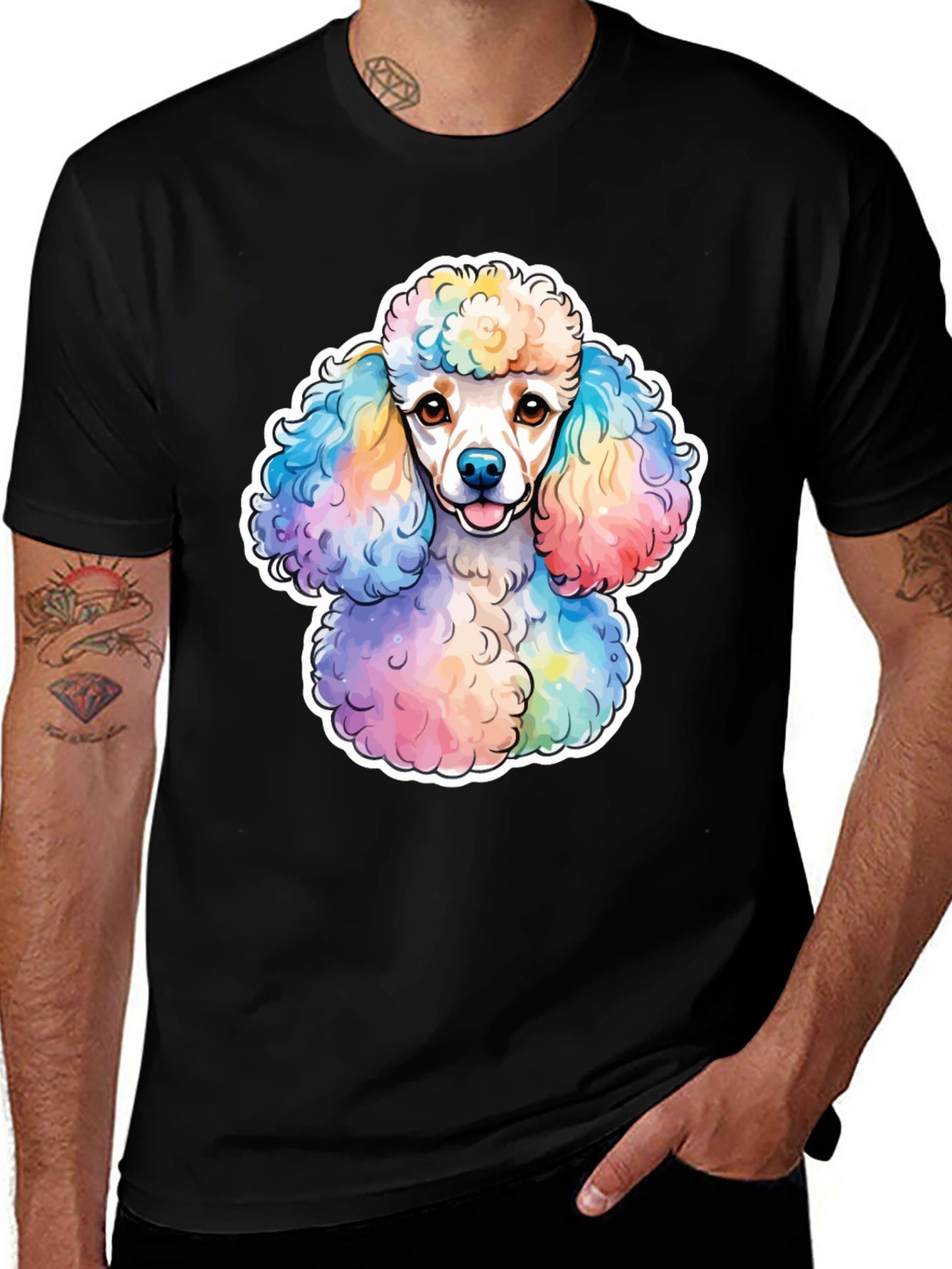 Variant 4 of Rainbow Poodle Graphic Tee - Trendy Dog Lover Shirt