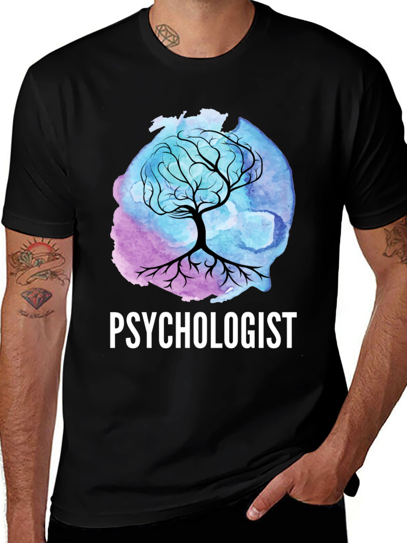 Variant 27 of Psychologist Tree T-Shirt - Watercolor Design