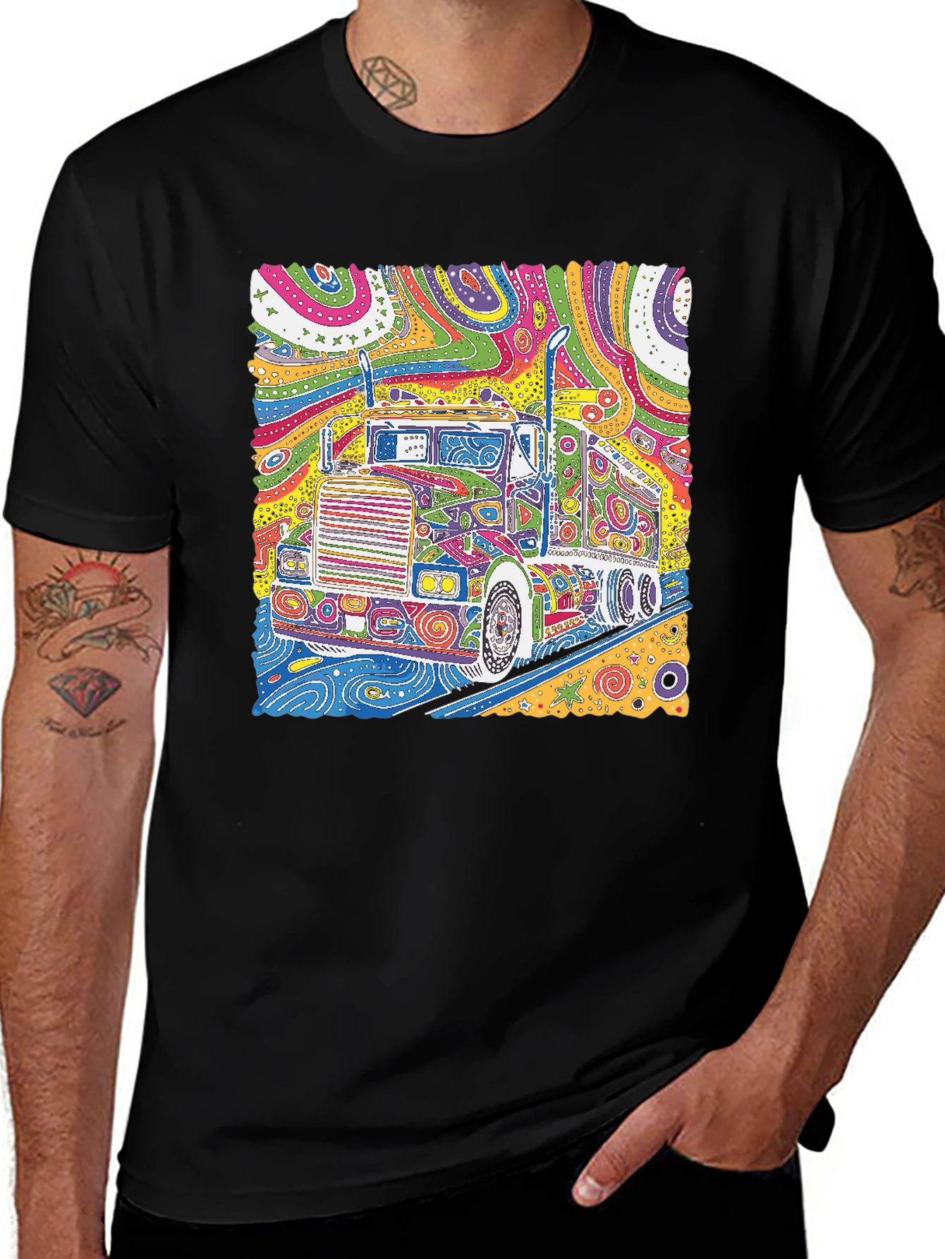 Variant 20 of Colorful Psychedelic Truck Graphic Tee