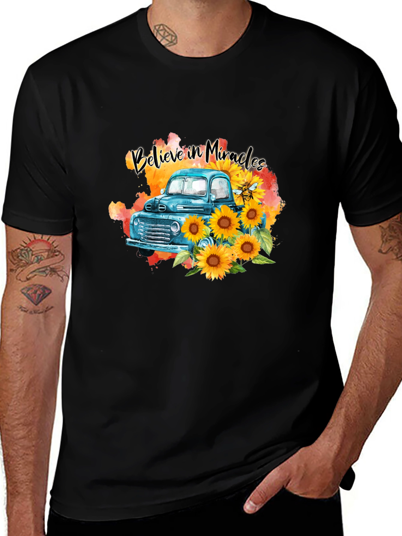 Variant 23 of Believe in Miracles Sunflower Truck T-Shirt