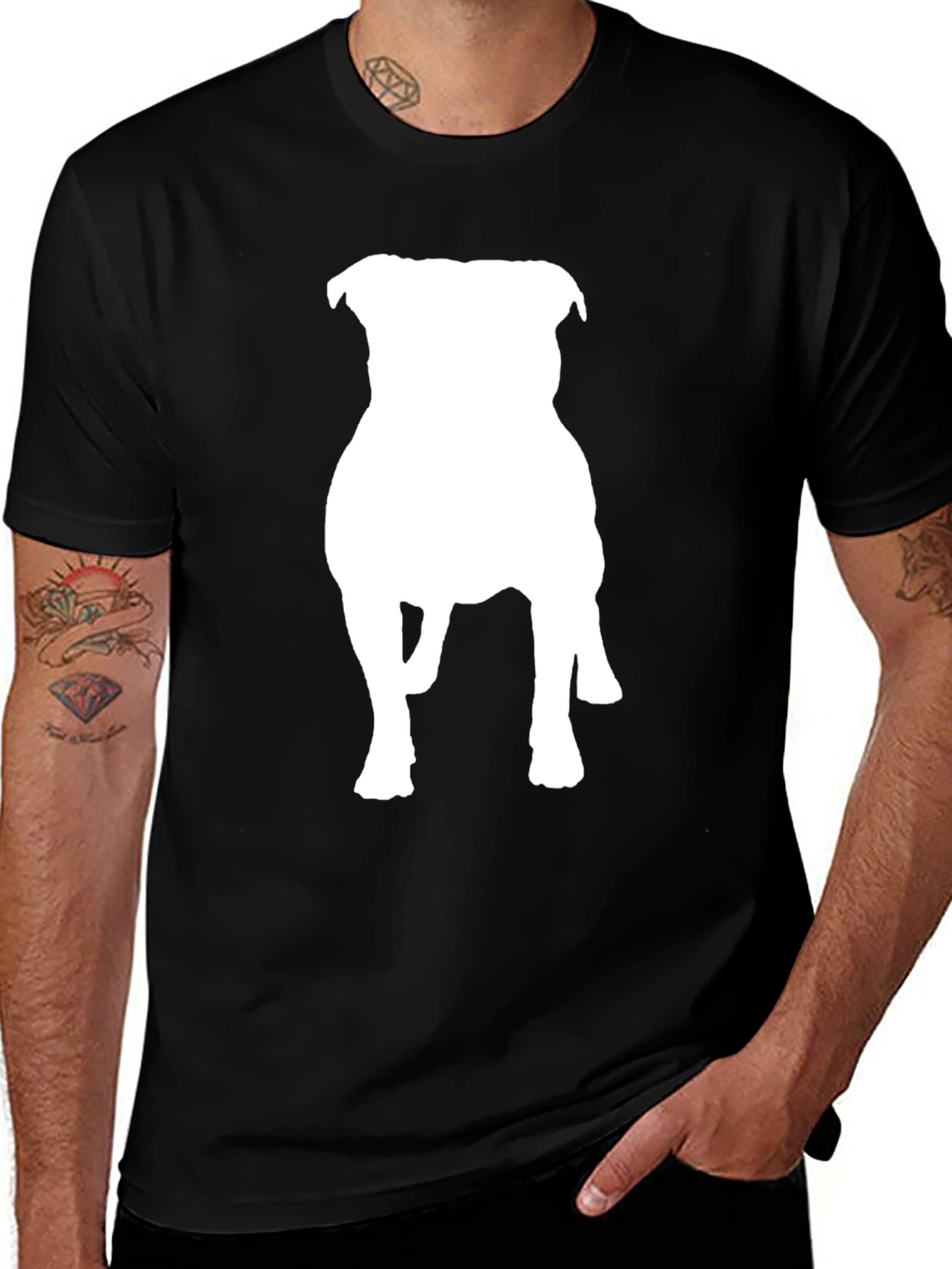 Variant 15 of Dog Silhouette Graphic Tee - Black