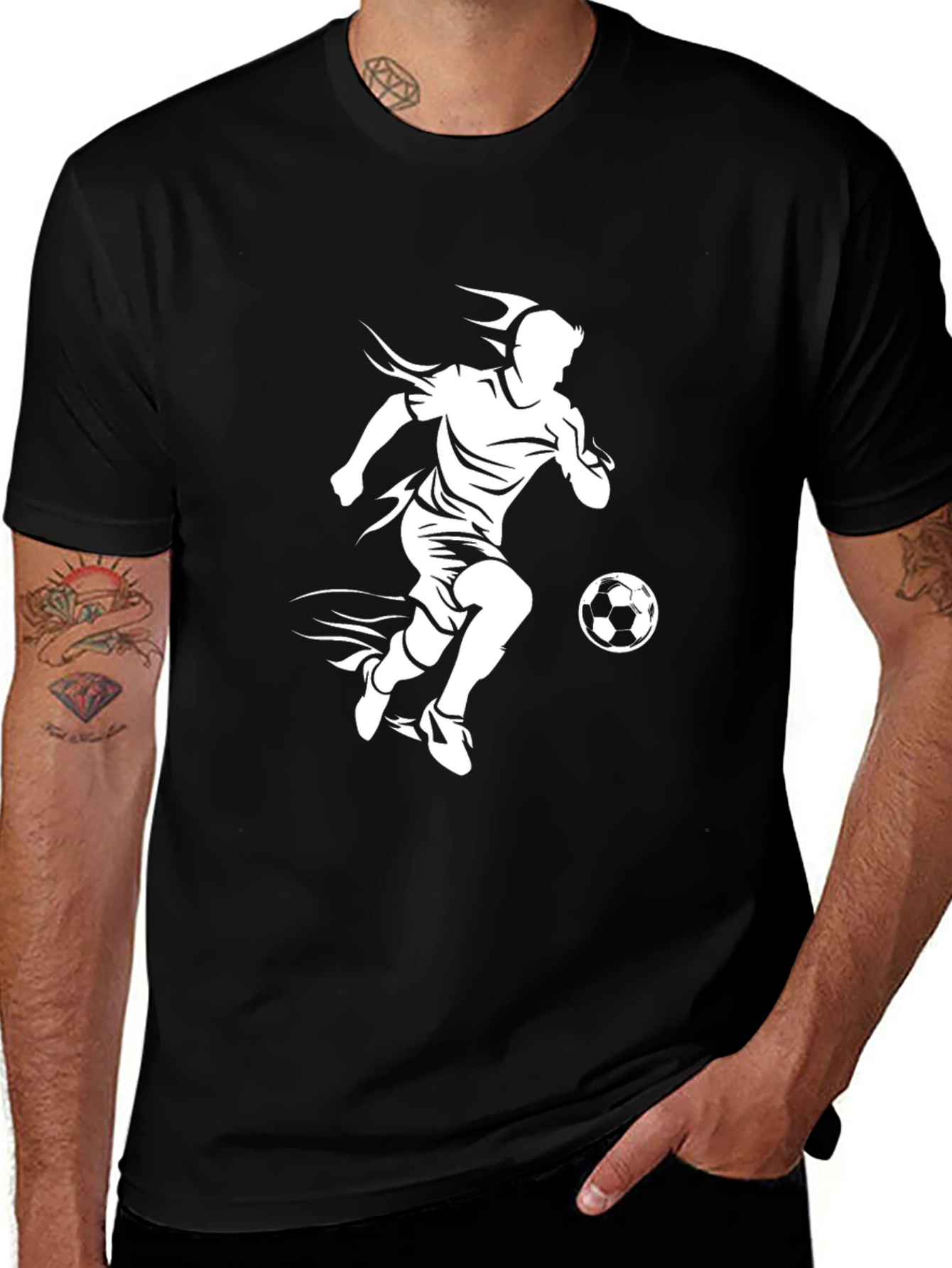 Variant 29 of Soccer Player Graphic T-Shirt - Black Casual Tee