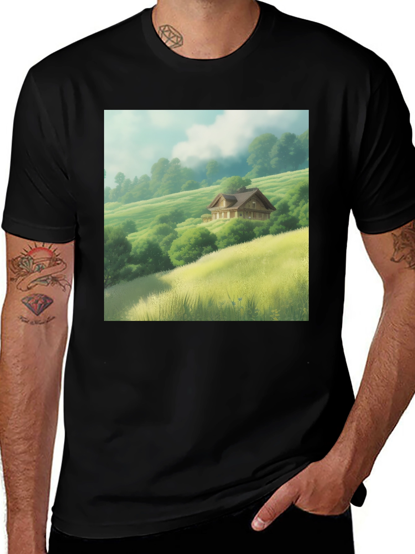Variant 28 of Scenic Valley House Graphic Tee - Nature Lover Shirt