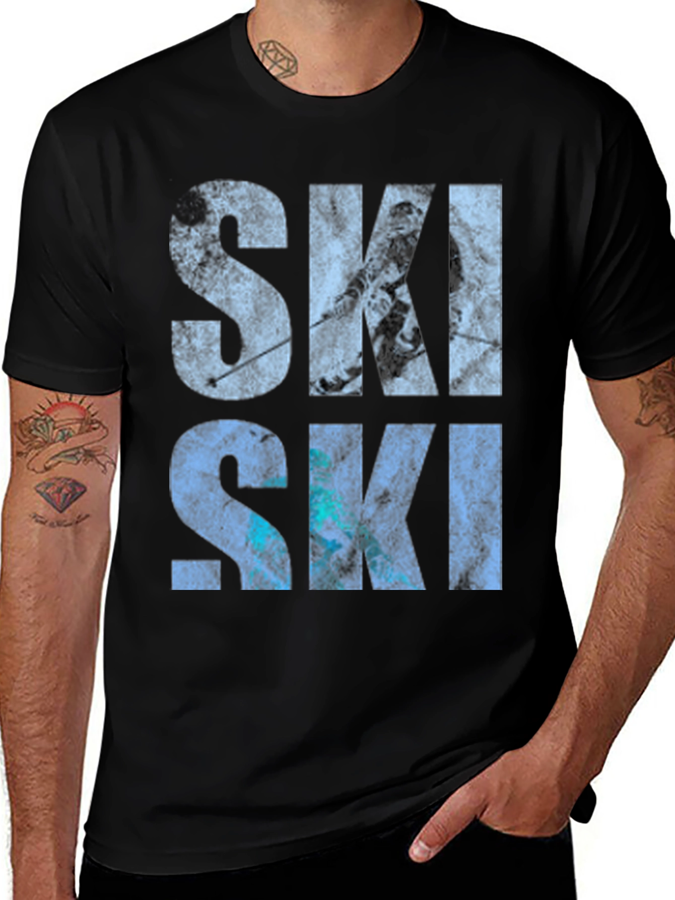 Variant 10 of SKI Graphic Print Crew Neck T-Shirt