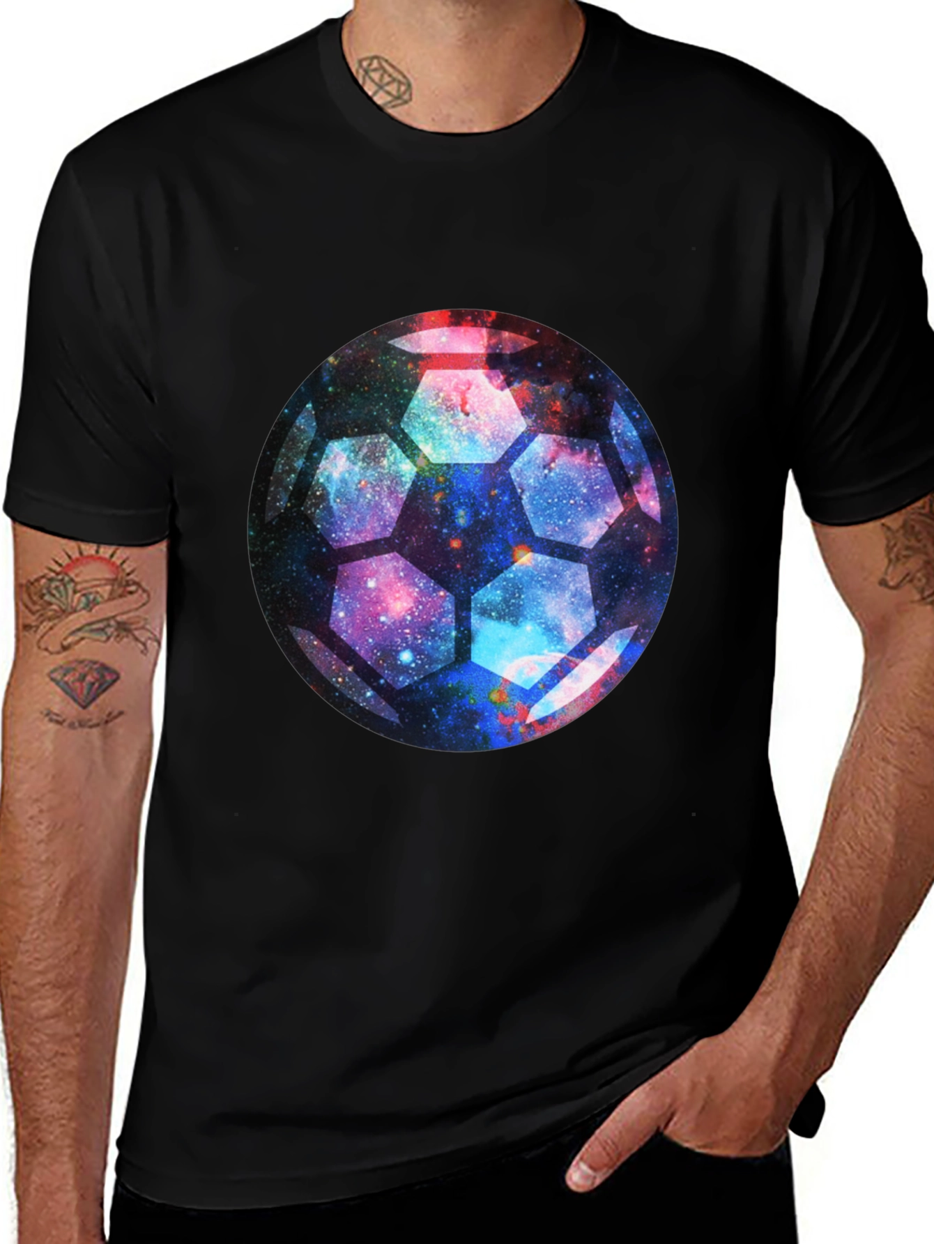 Variant 18 of Galaxy Soccer Ball Graphic Tee - Black