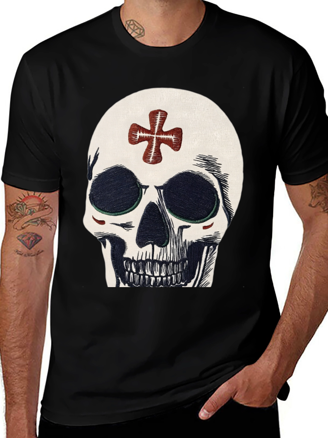 Variant 16 of Skull Cross Graphic Tee - Bold Style