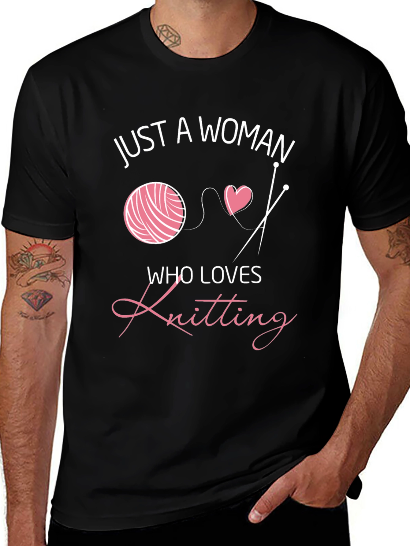 Variant 27 of Knitting Lover T-Shirt - Just a Woman Graphic Tee