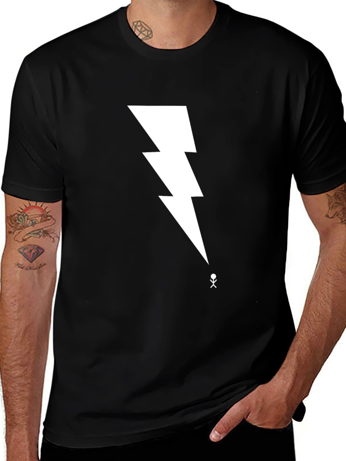 Variant 18 of Lightning Strike Graphic Tee - Black Cotton Blend