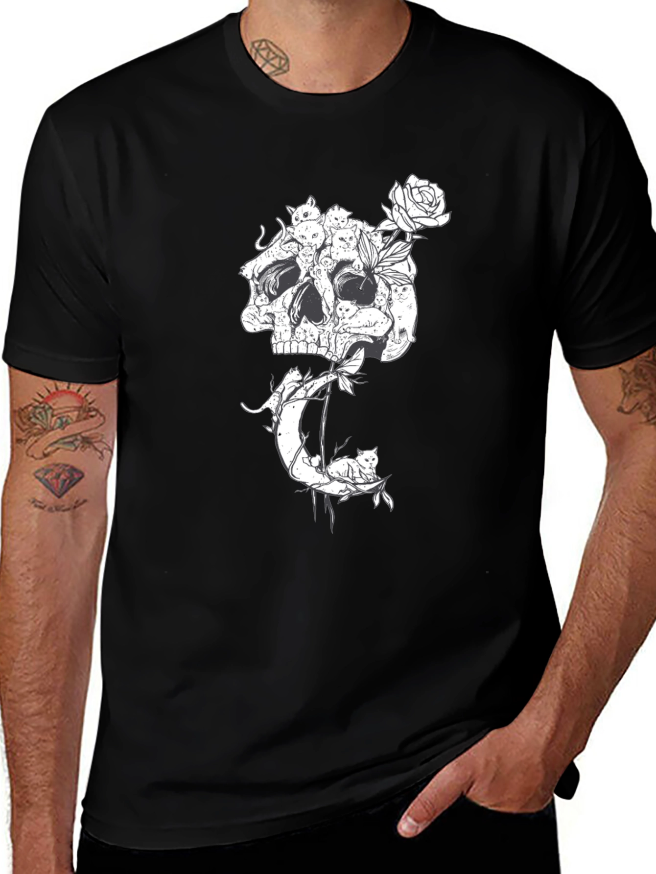 Variant 27 of Skull & Cats Graphic Tee