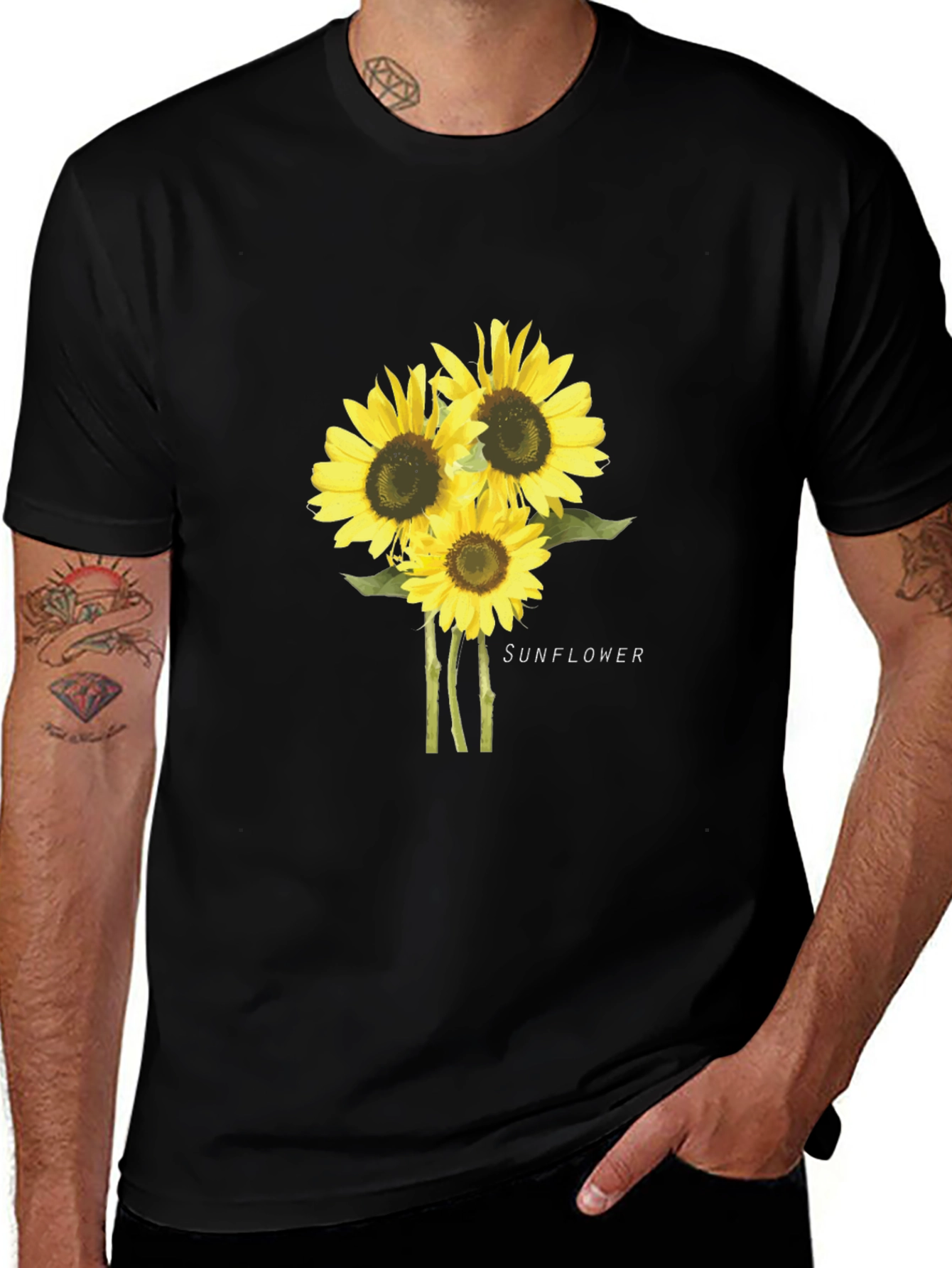Variant 28 of Sunflower Graphic Print Black T-Shirt