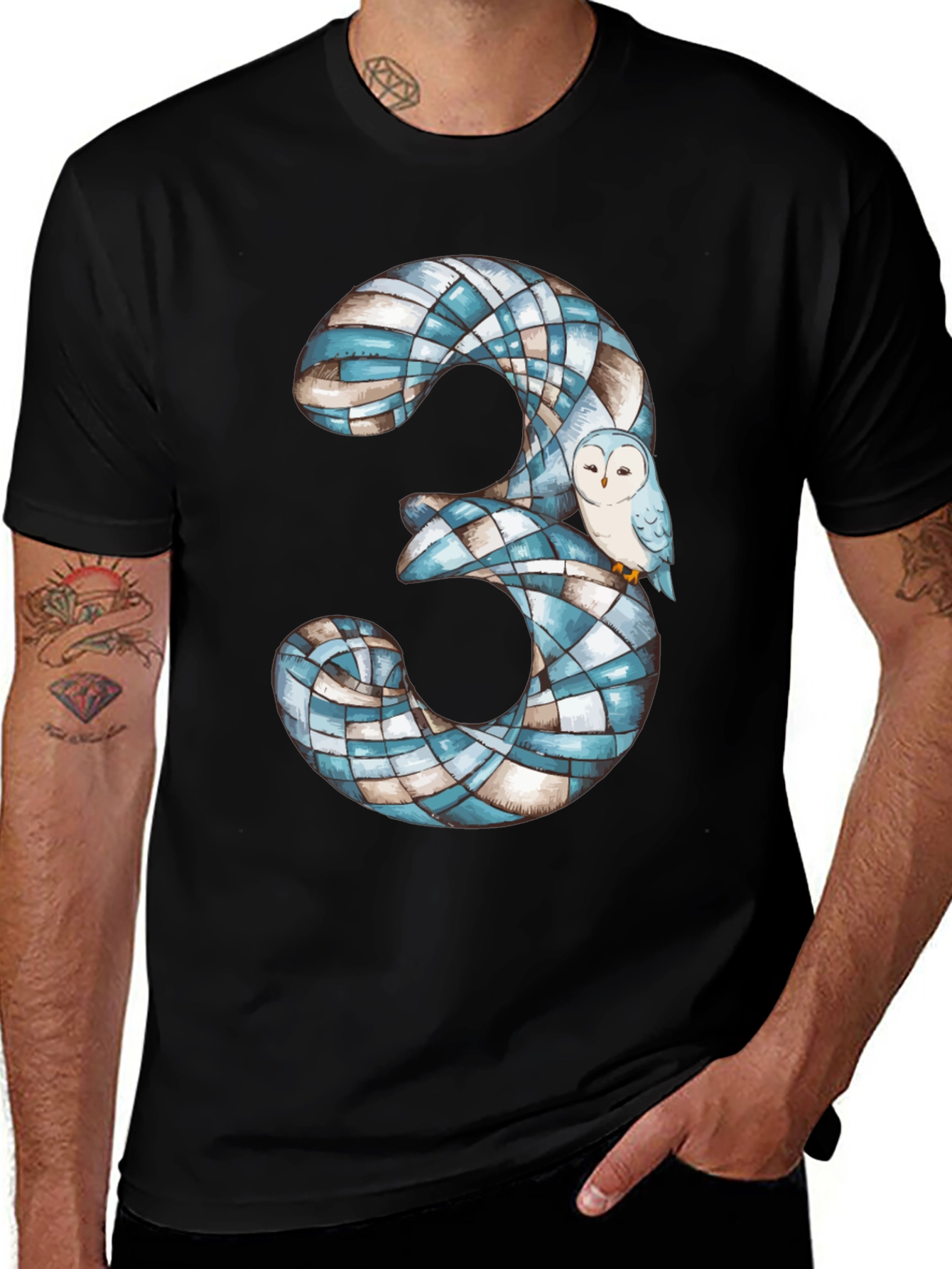 Number 3 Owl T-Shirt - Unique Graphic Tee