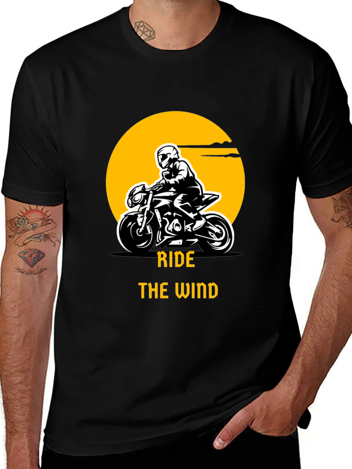 Variant 9 of Ride the Wind Graphic Tee - Black Cotton T-Shirt