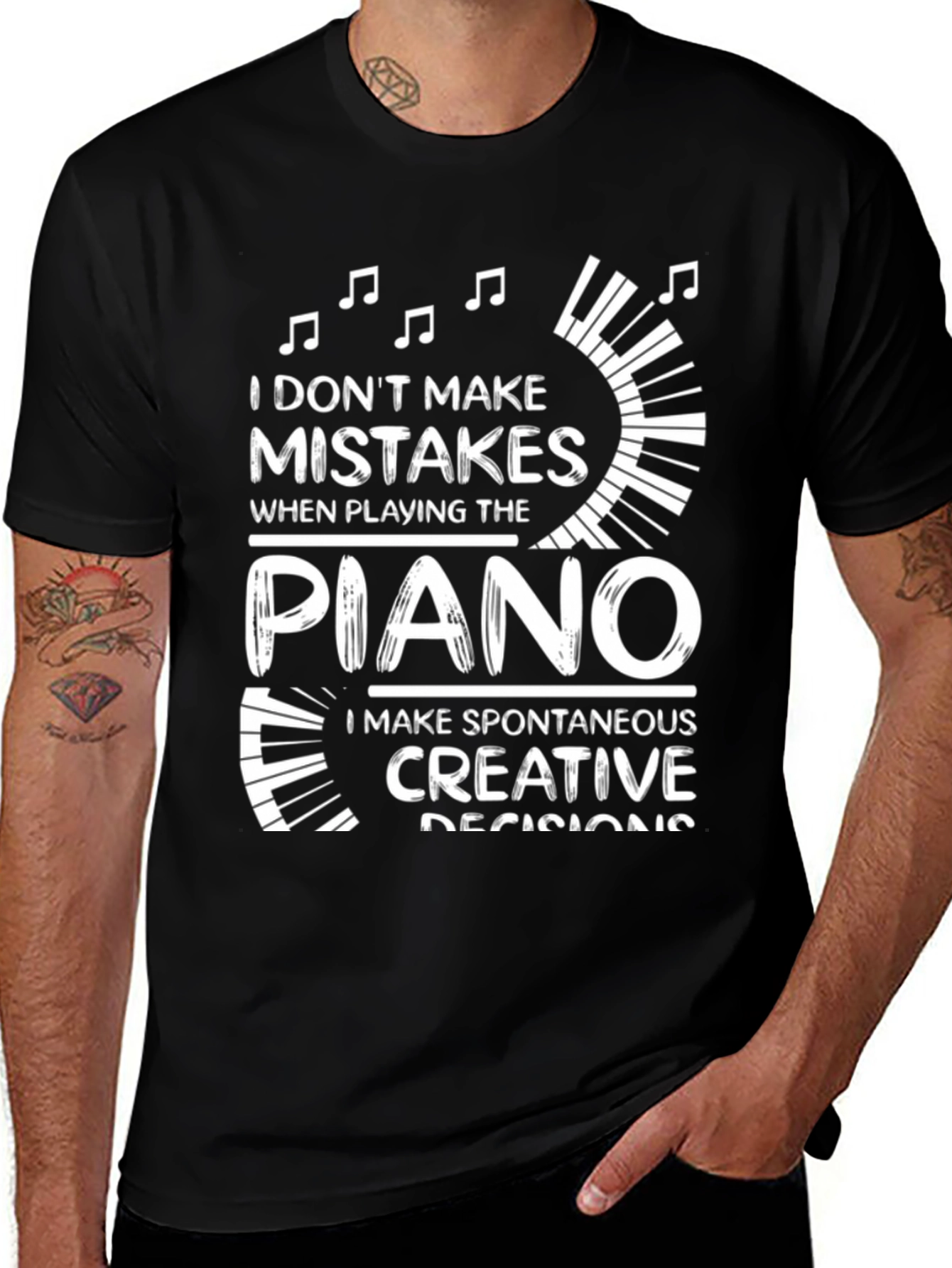 Variant 22 of Funny Piano Player T-Shirt: Spontaneous Creative Decisions