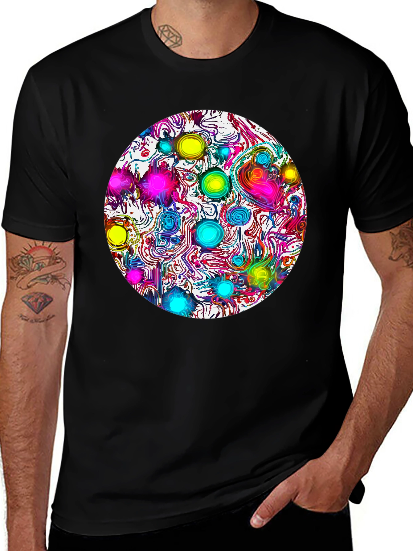 Variant 11 of Psychedelic Abstract Design Black T-Shirt