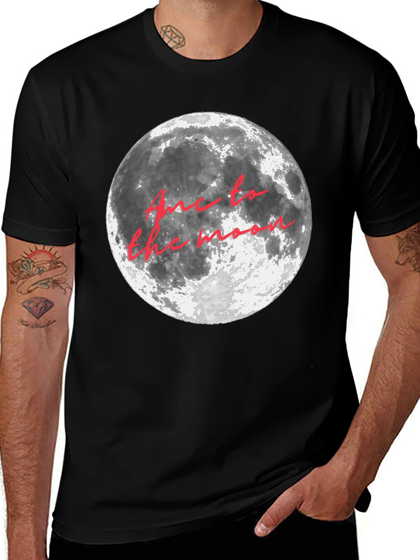 Variant 13 of Moon Graphic T-Shirt - "Fly Me to the Moon" Crew Neck Tee