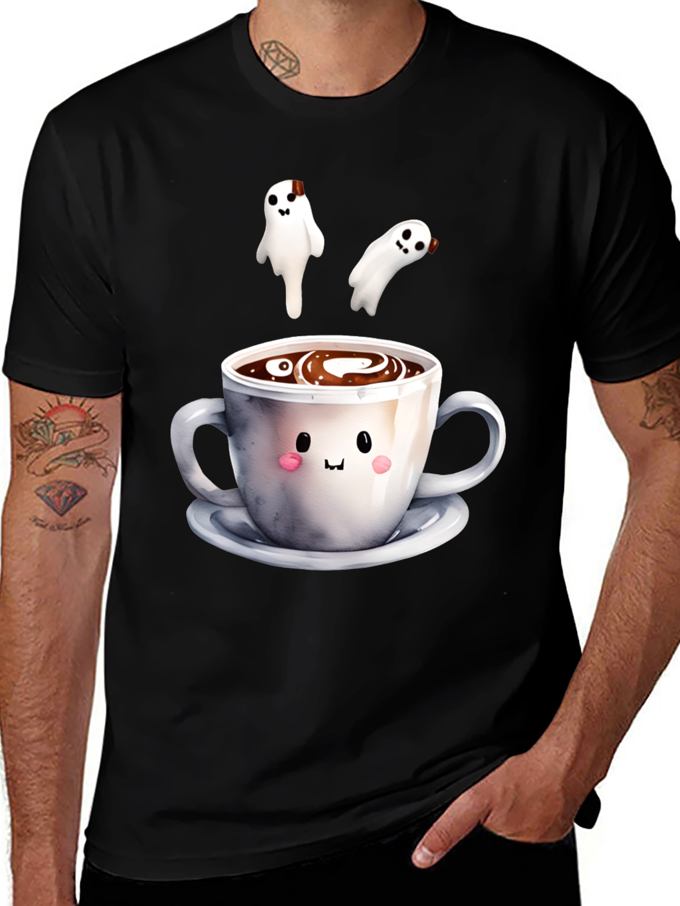 Variant 5 of Cute Ghost Coffee T-Shirt, Spooky Season Apparel