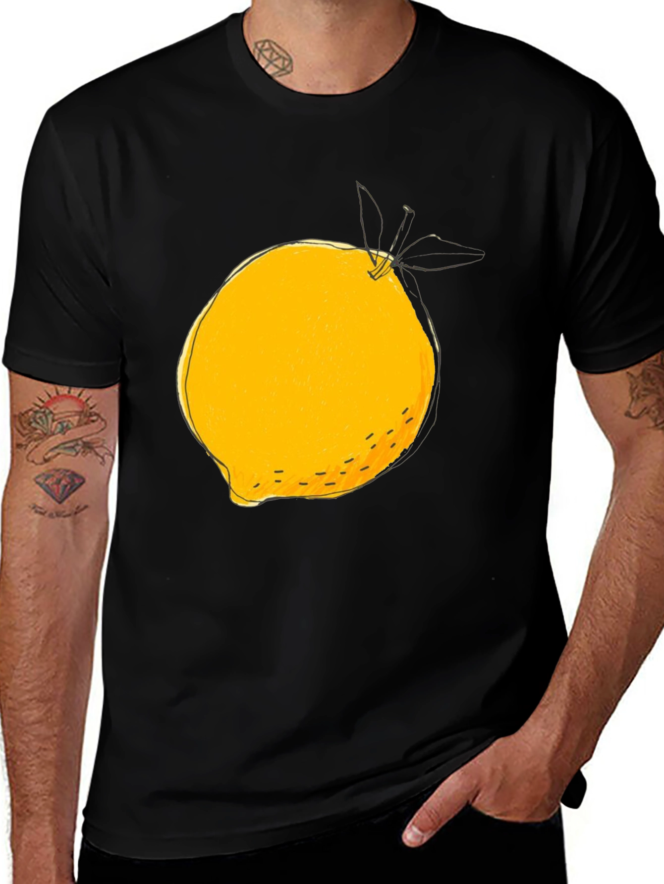 Variant 6 of Lemon Graphic Black T-Shirt - Fresh & Fun Design