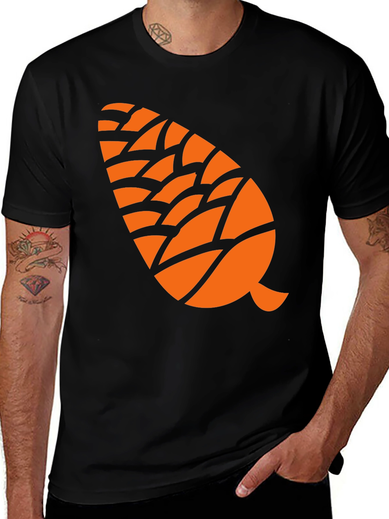 Variant 13 of Pine Cone Graphic Tee - Black Cotton Blend