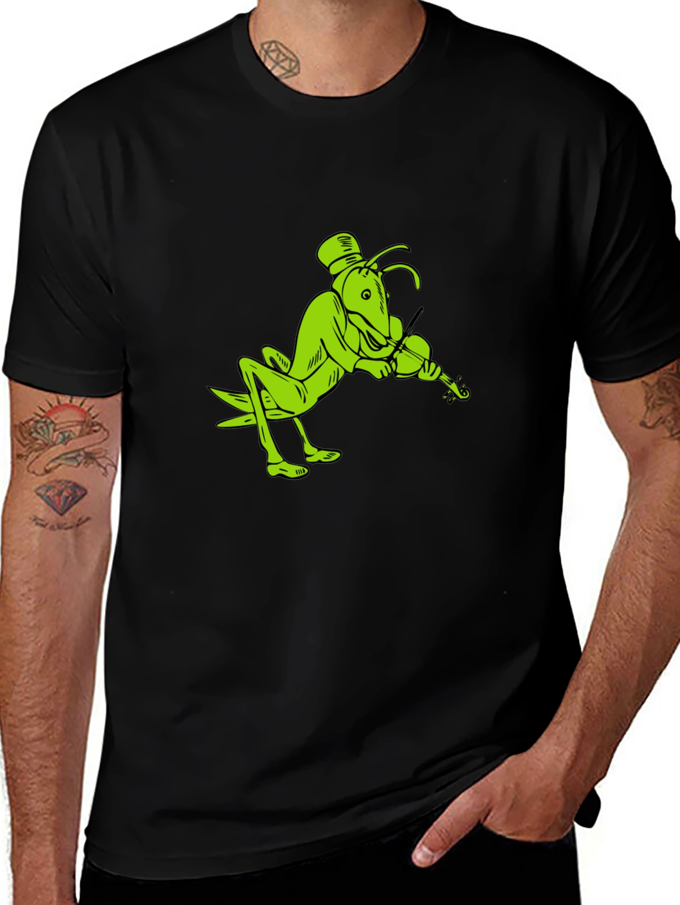 Grasshopper Violinist Black T-Shirt