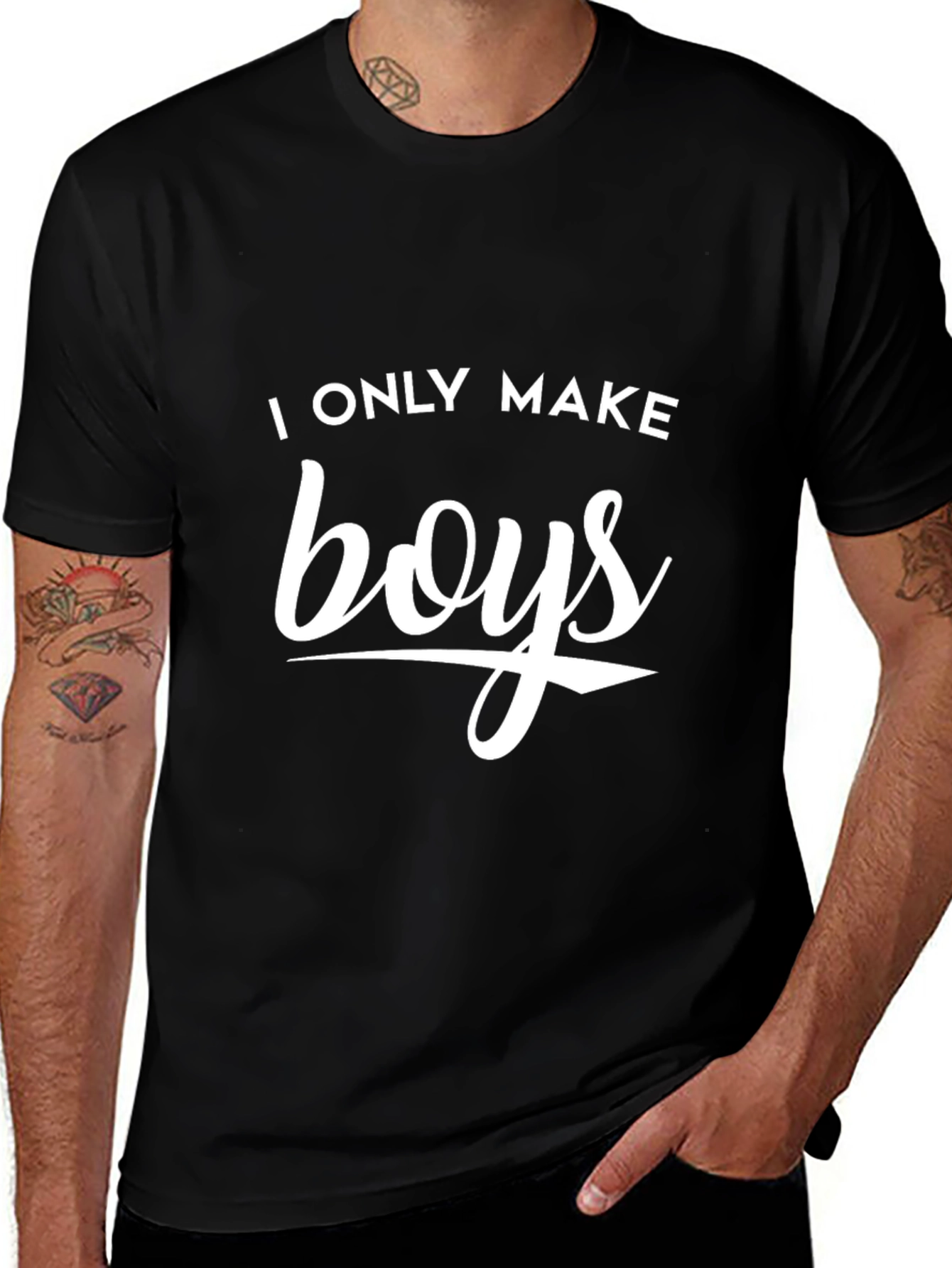 Black I Only Make Boys Graphic Tee - Black Cotton Blend Shirt main image