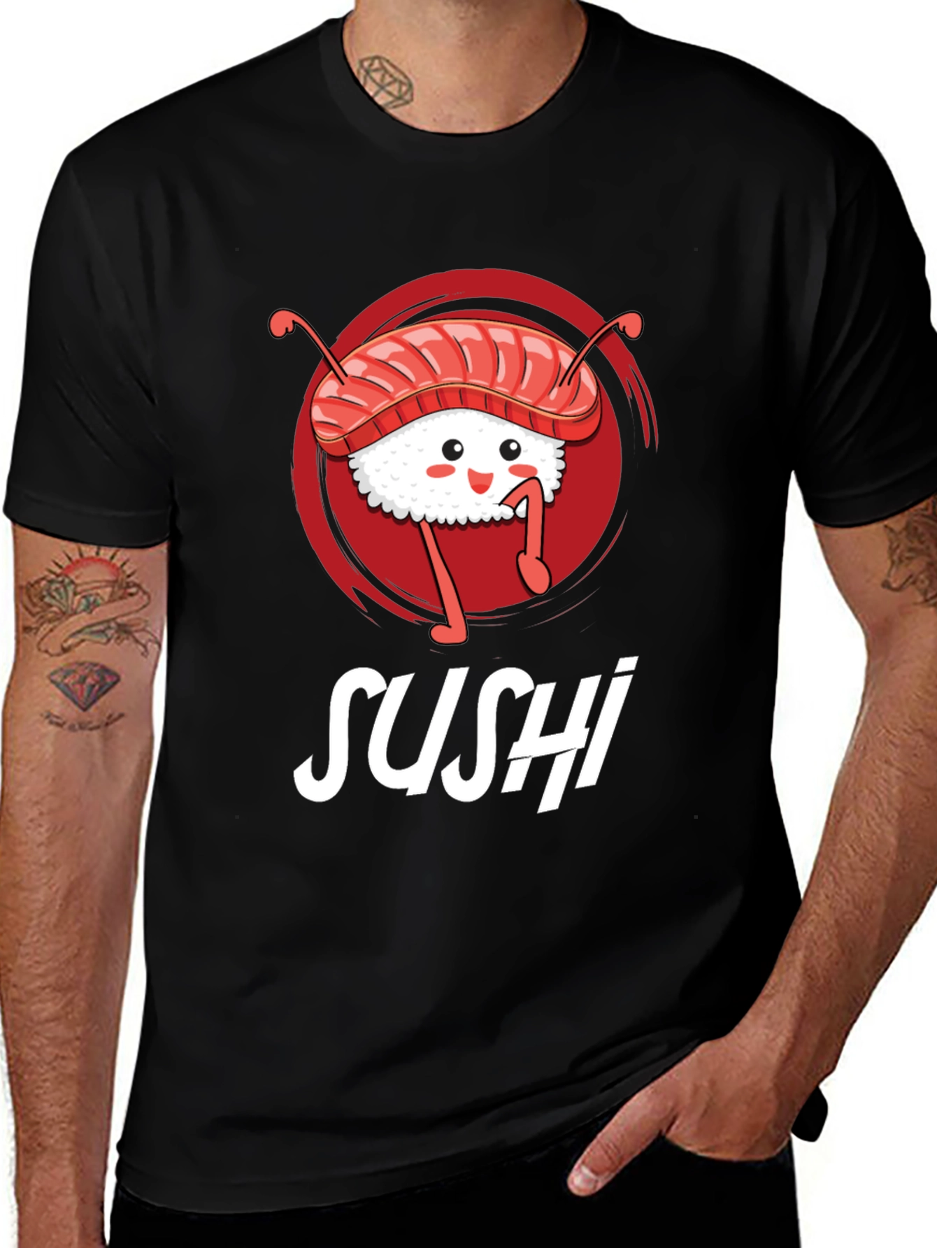 Variant 17 of Sushi Graphic Black T-Shirt