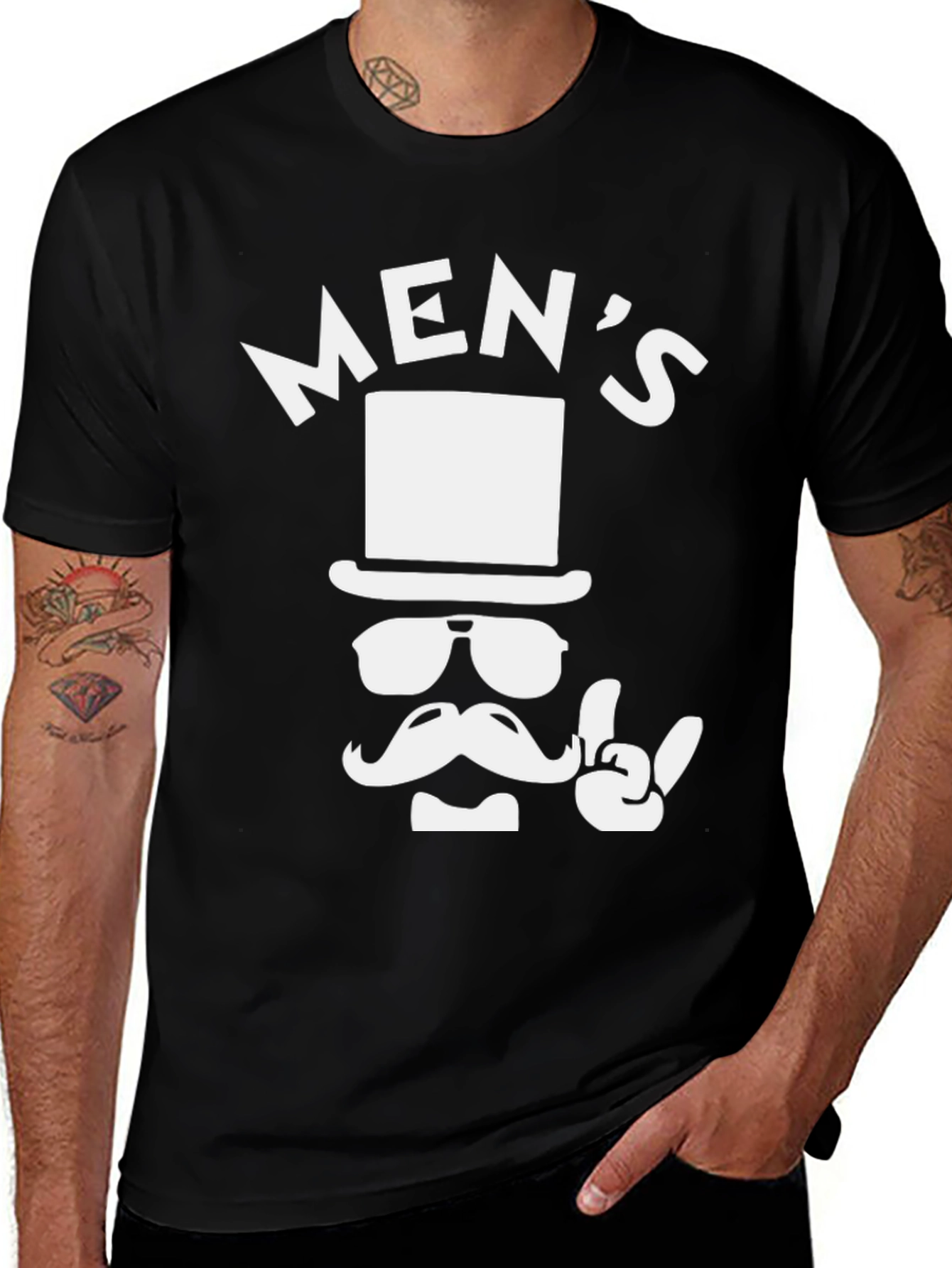 Variant 29 of Men's Graphic Tee - Top Hat Gentleman