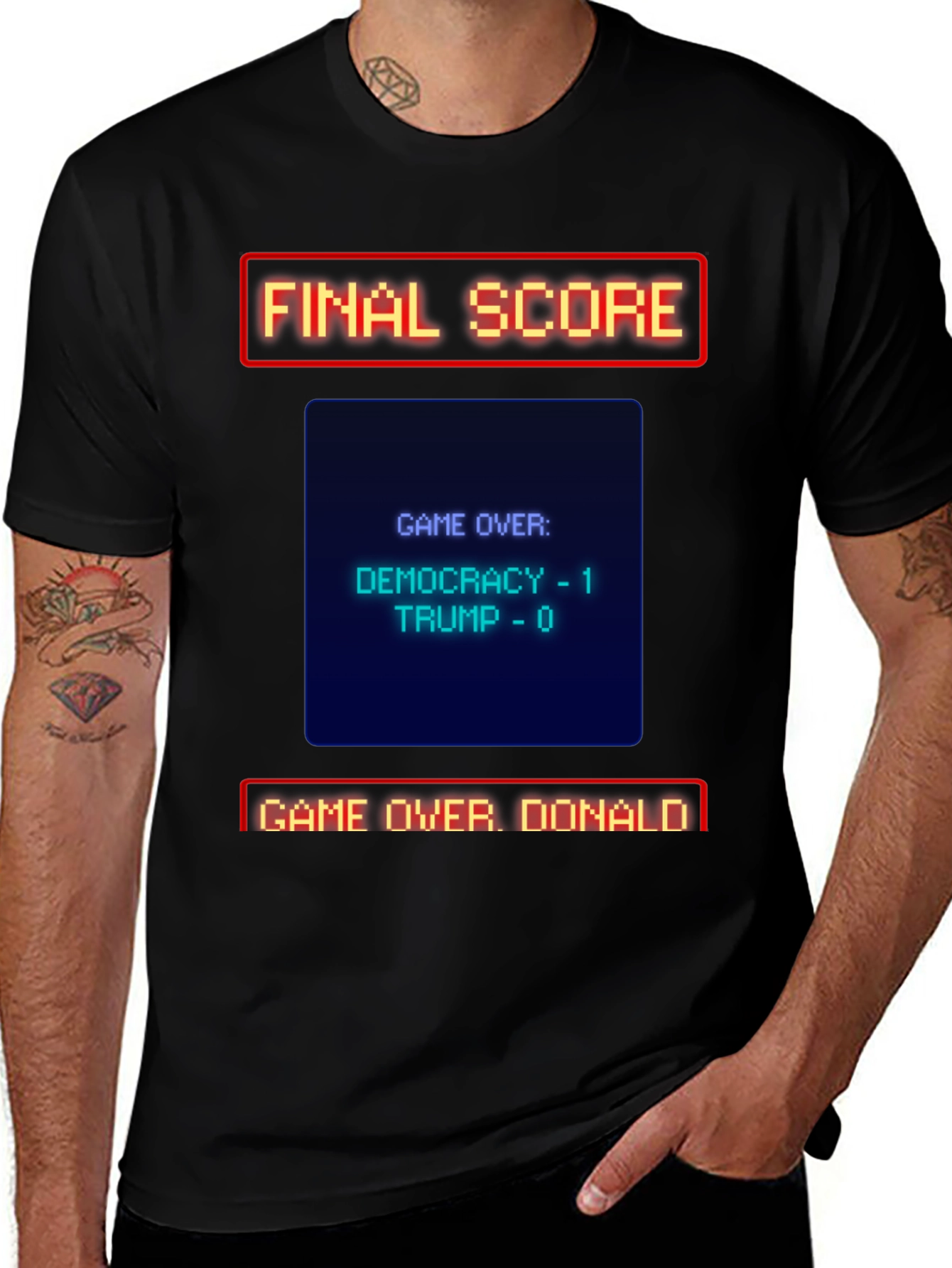 Variant 25 of Democracy Wins - Game Over Donald T-Shirt