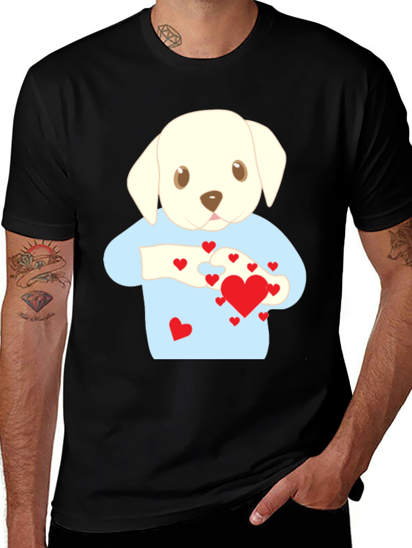 Variant 2 of Puppy Love T-Shirt - Heart Puzzle Graphic Tee