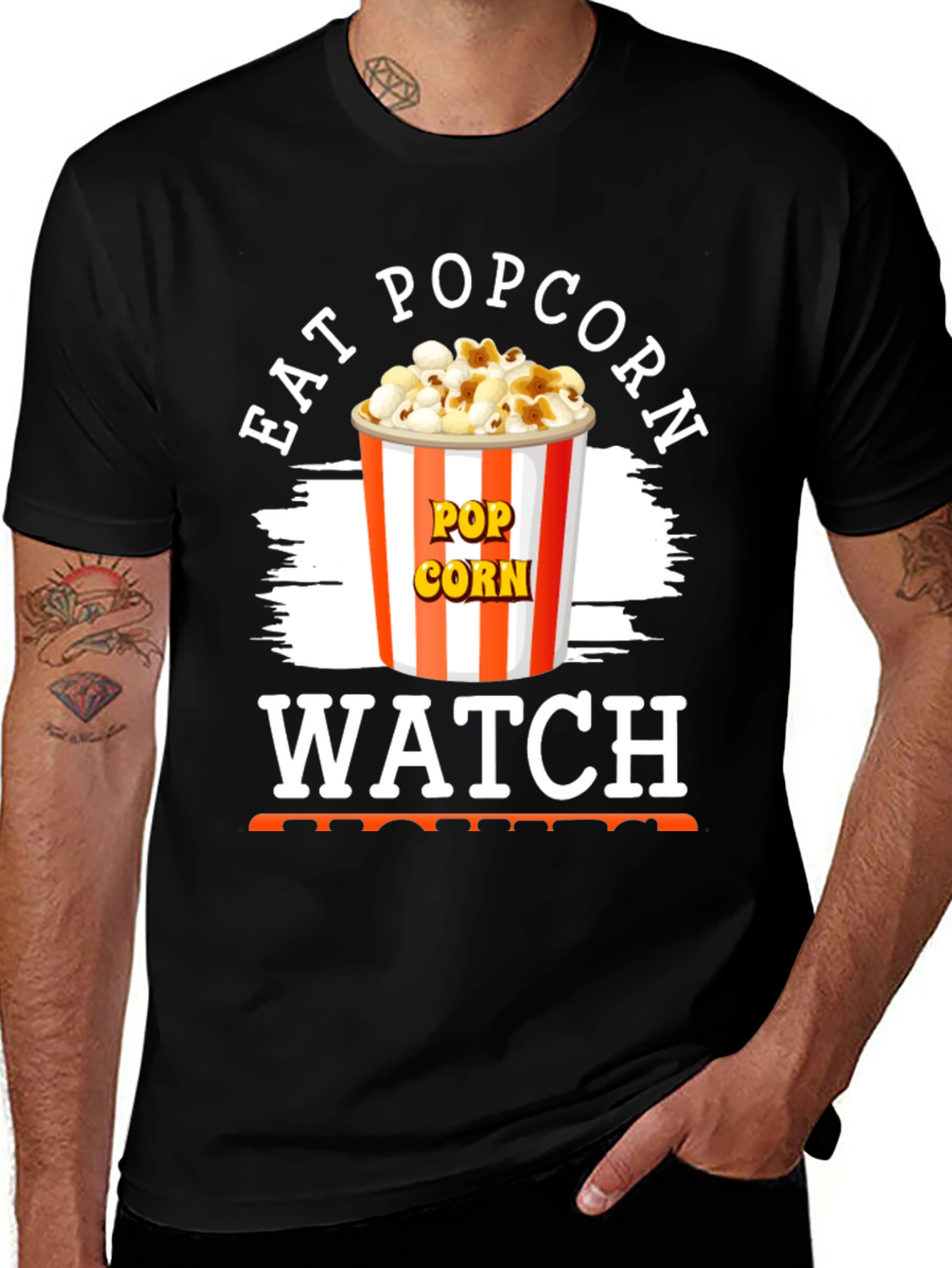 Variant 16 of Eat Popcorn Watch Movies Black T-Shirt