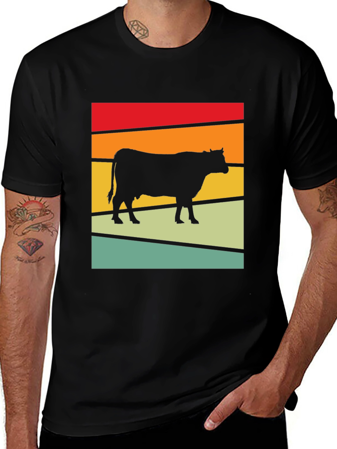 Variant 30 of Retro Cow Graphic Tee - Farm Animal T-Shirt