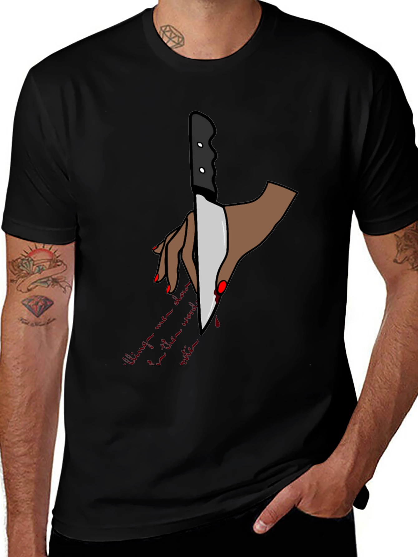 Variant 19 of Knife Hand Tee - Edgy Graphic Print Shirt
