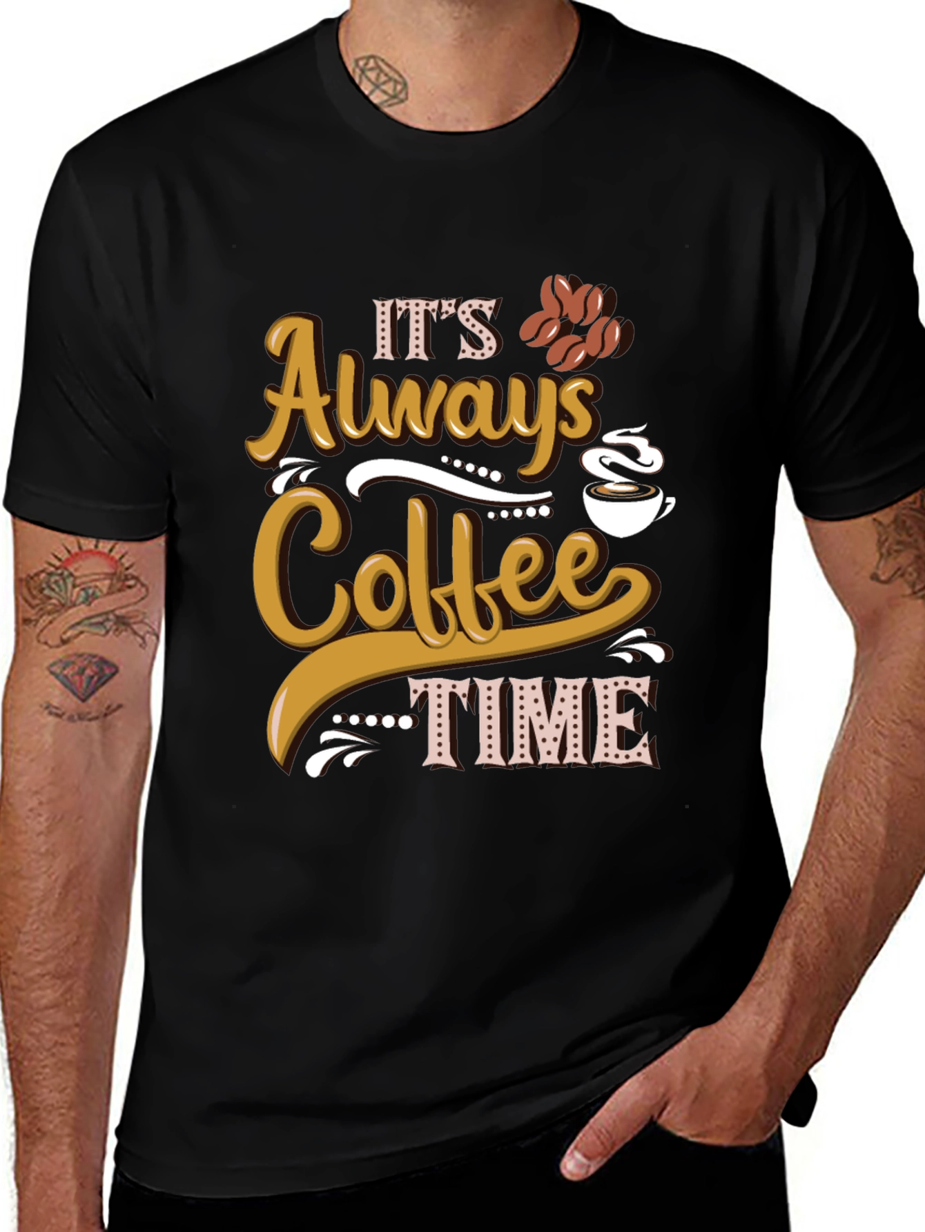 Black It's Always Coffee Time Graphic Tee main image