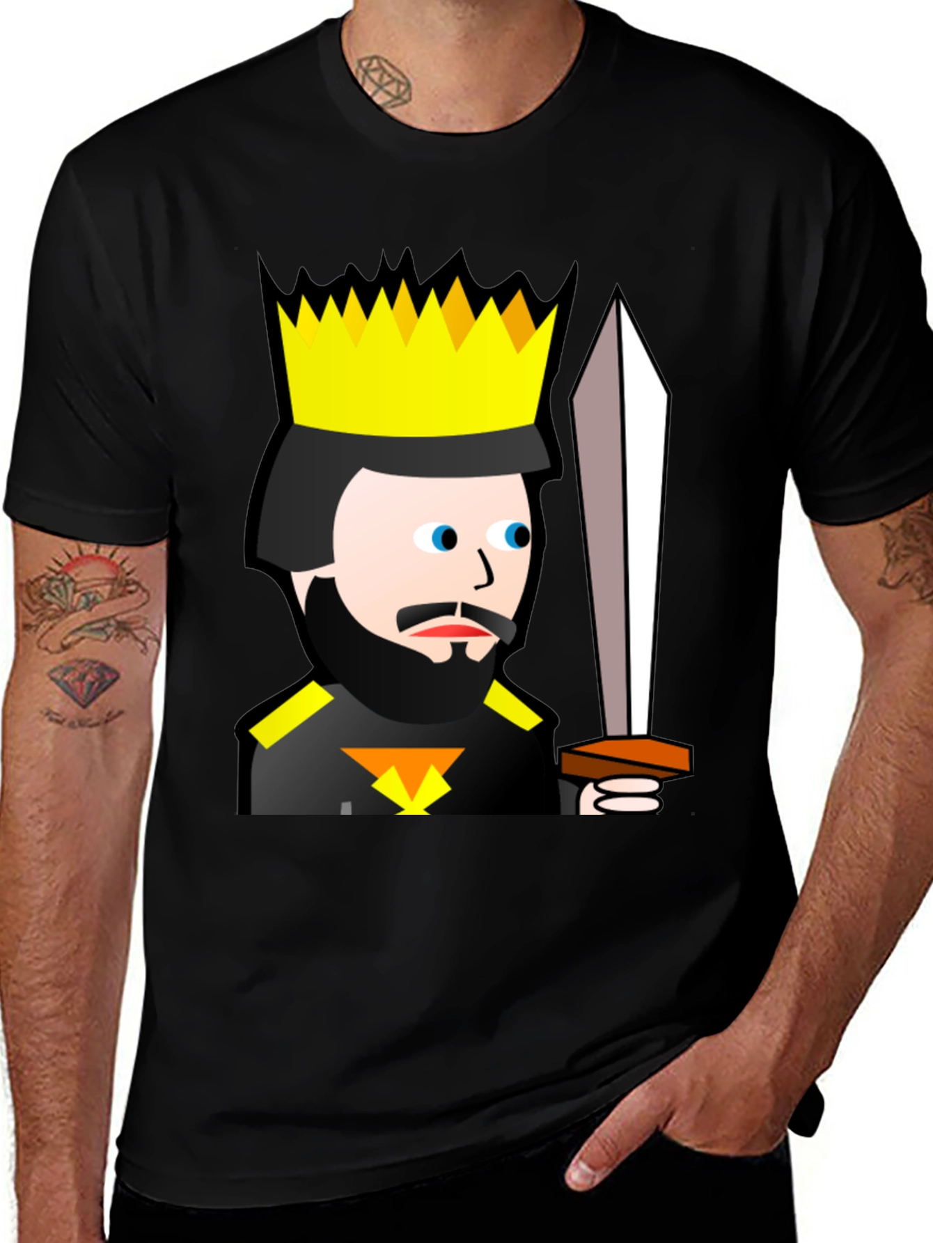 Variant 19 of King Cartoon Black T-Shirt - Sword Graphic Tee