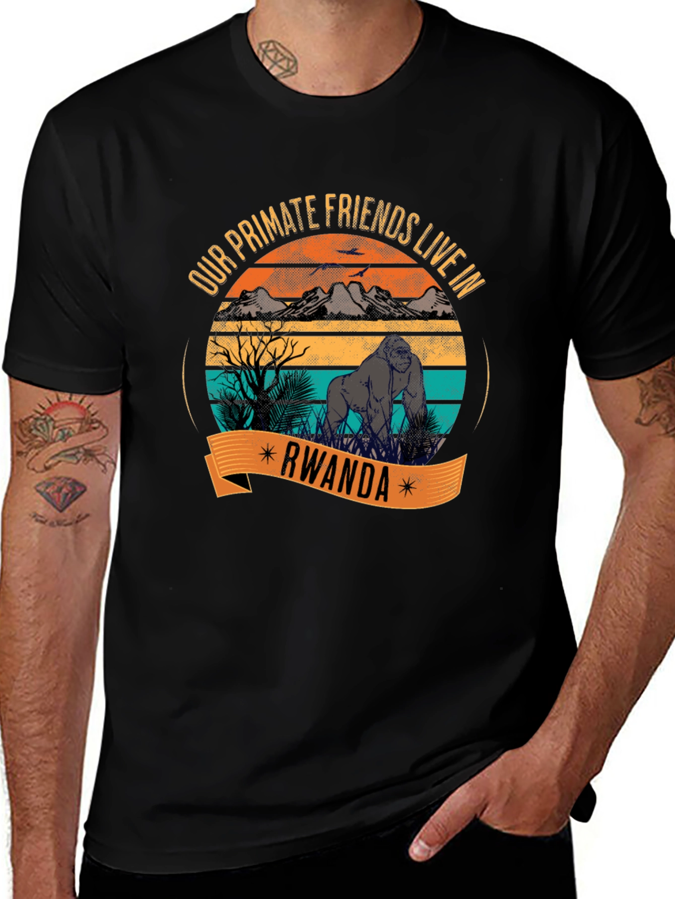 Variant 3 of Rwanda Gorilla Primate Friends T-Shirt