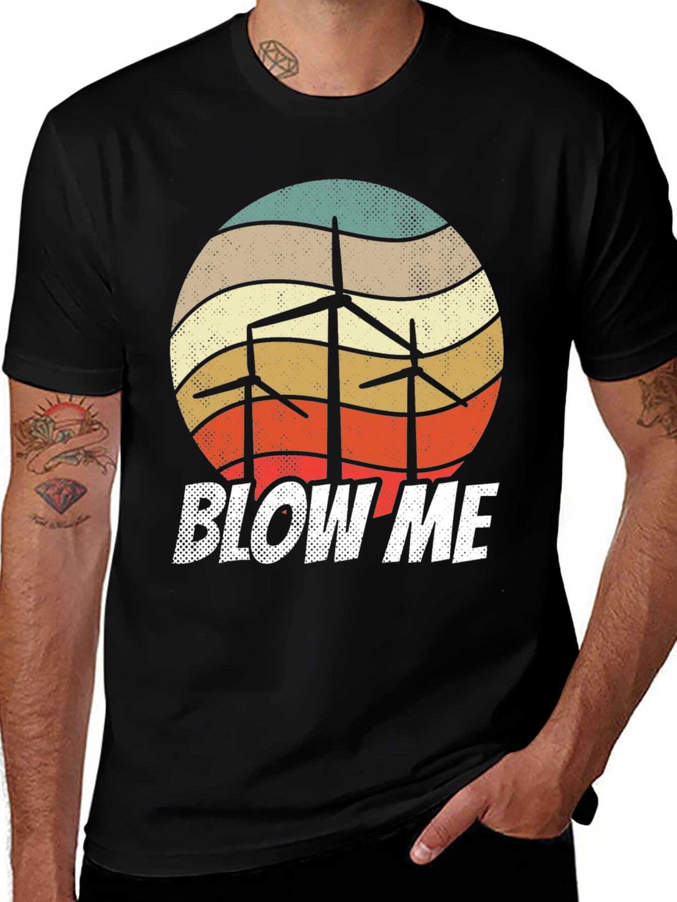 Variant 11 of Blow Me Wind Turbine Graphic T-Shirt