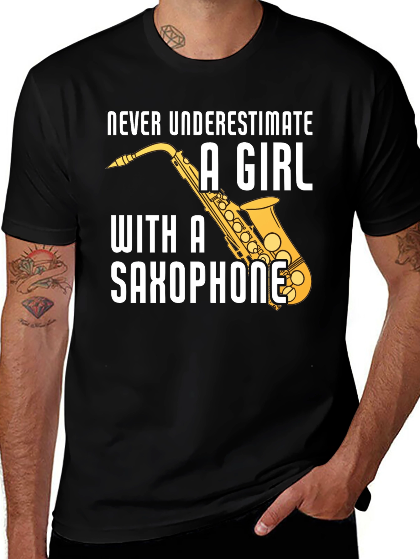 Variant 23 of Saxophone Girl Graphic Tee - Music Lover T-Shirt