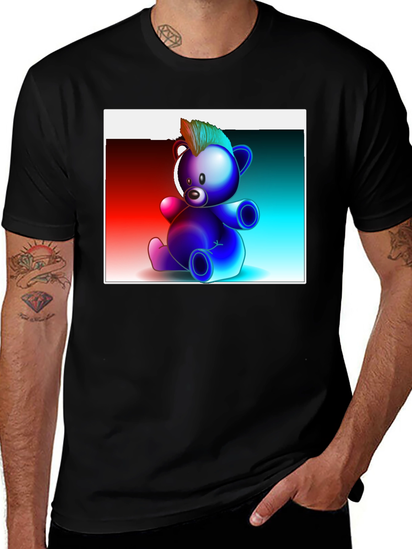 Variant 27 of Cool Graphic Bear T-Shirt - Black