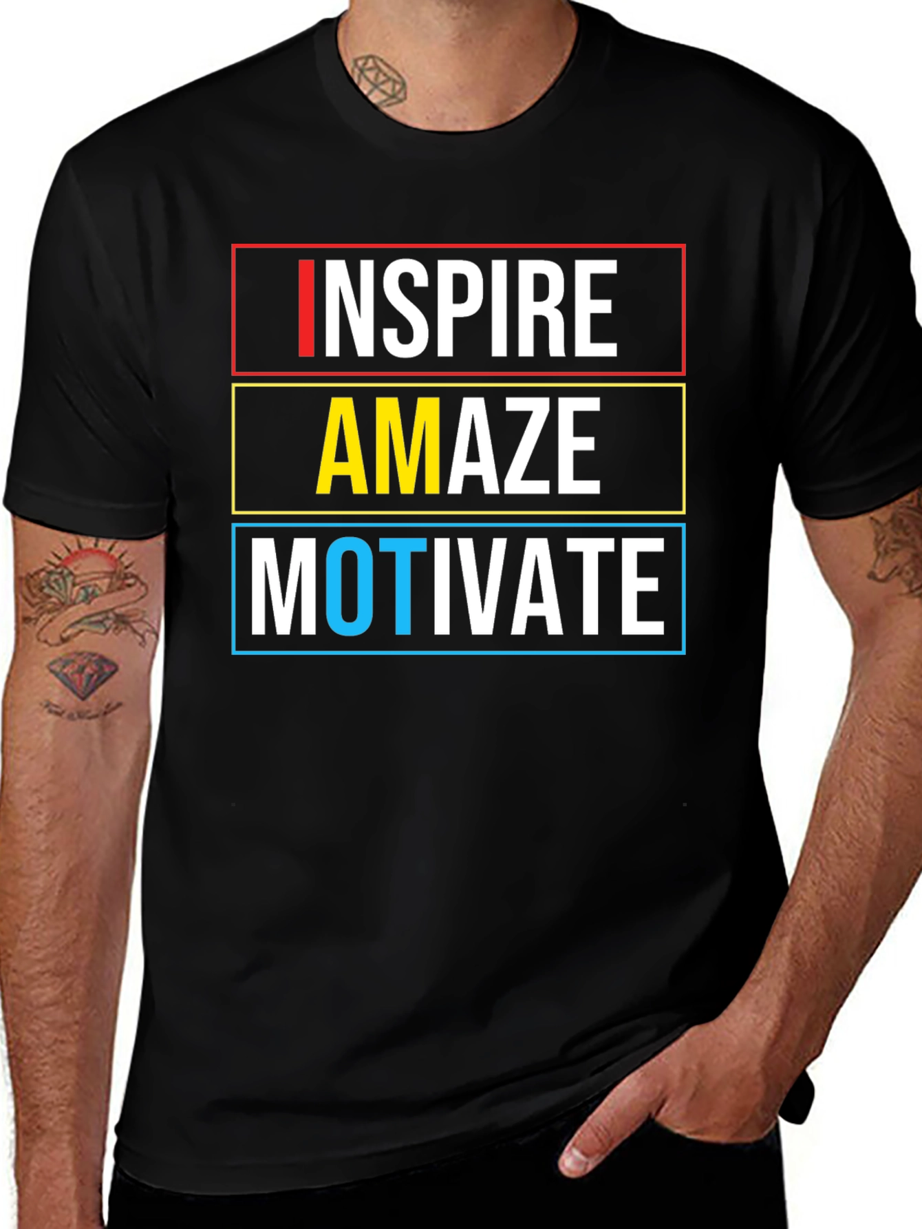 Variant 9 of Inspire Amaze Motivate Graphic Tee - Black T-Shirt
