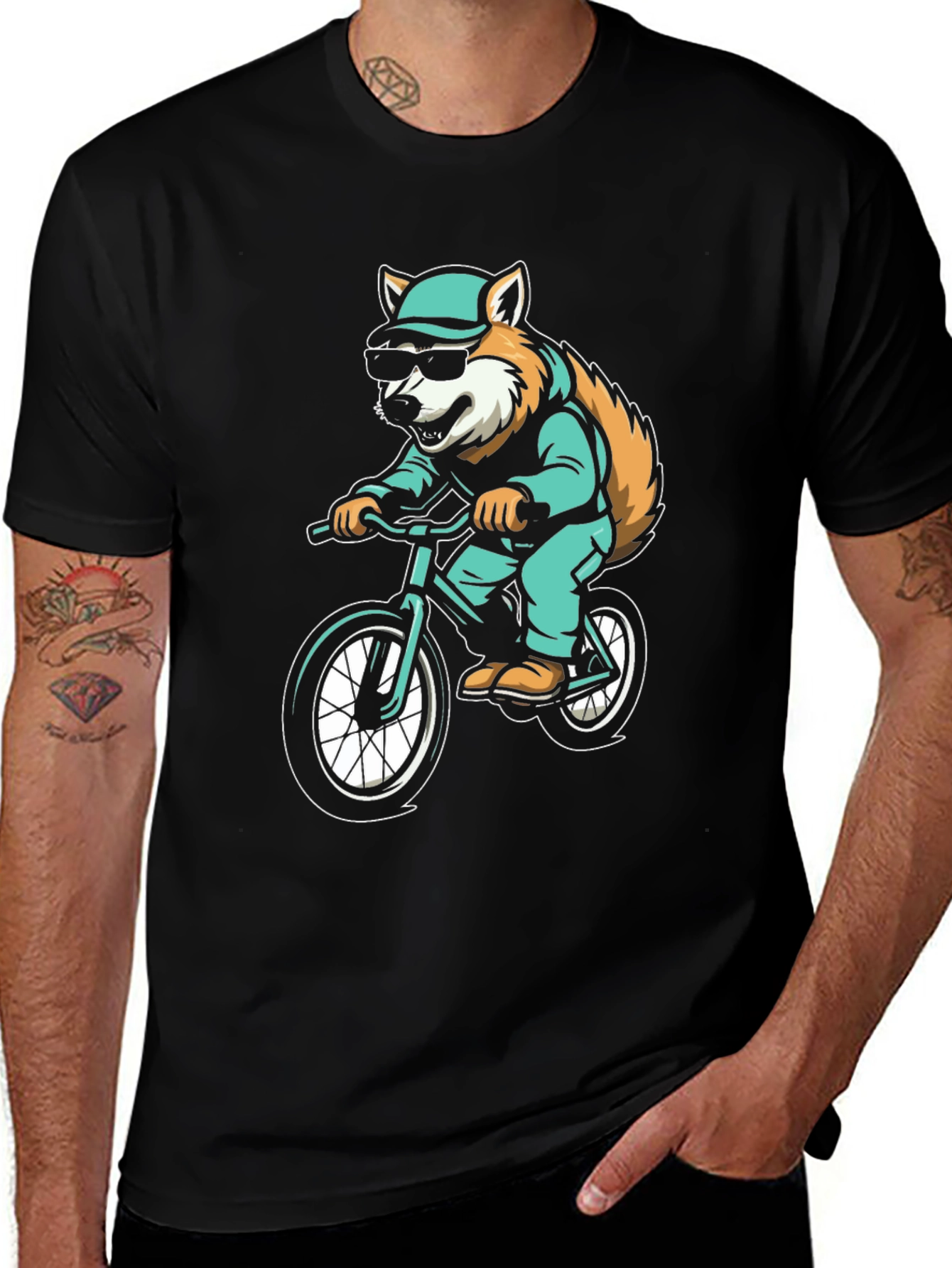 Variant 26 of Cool Fox Biker T-Shirt - Unique Graphic Tee