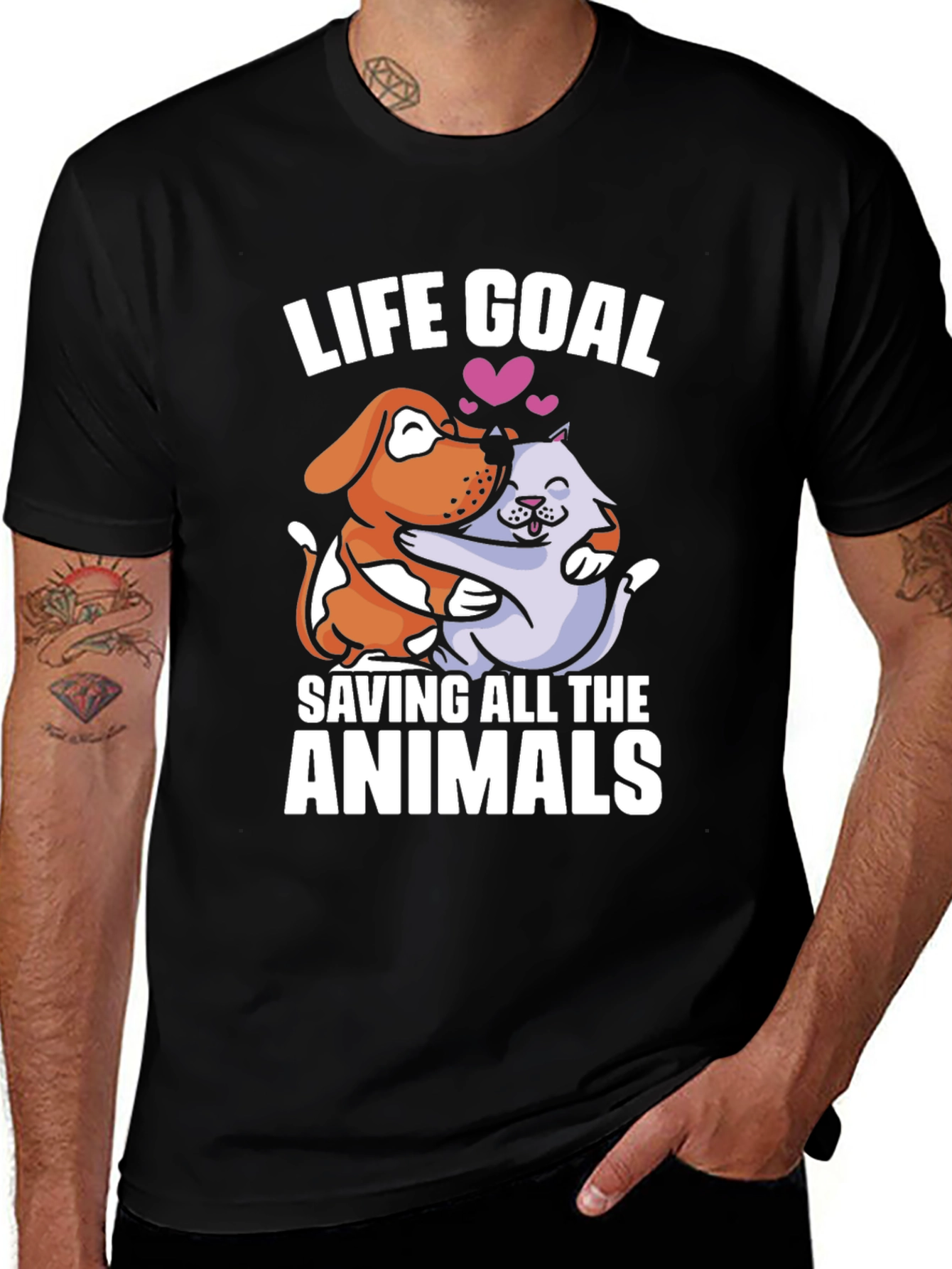 Variant 17 of Life Goal Saving Animals Graphic T-Shirt