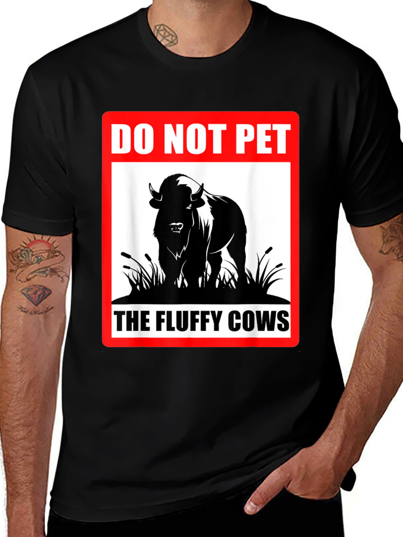 Variant 4 of Do Not Pet Fluffy Cows Bison Graphic Tee