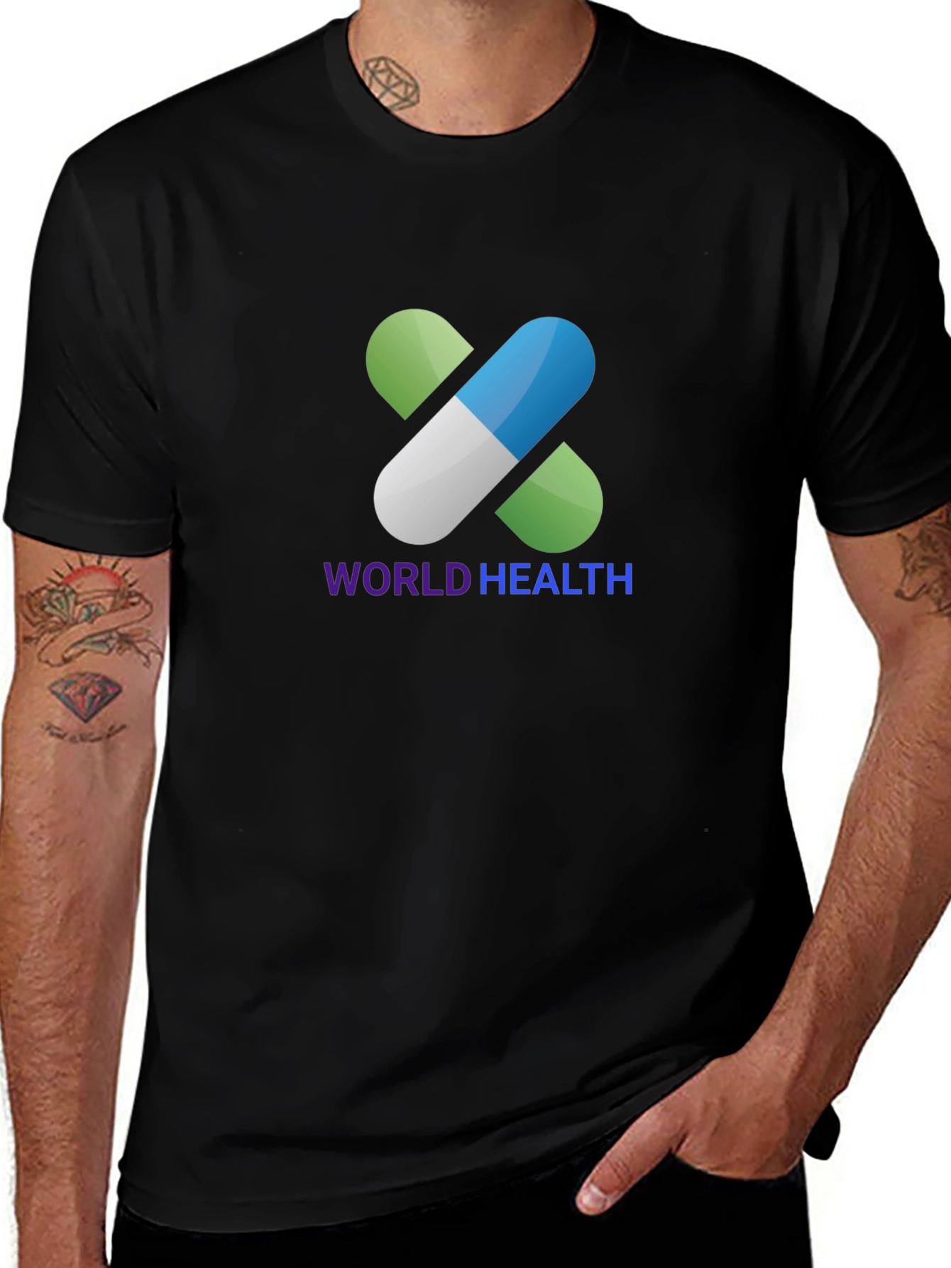 Black World Health Graphic T-Shirt main image