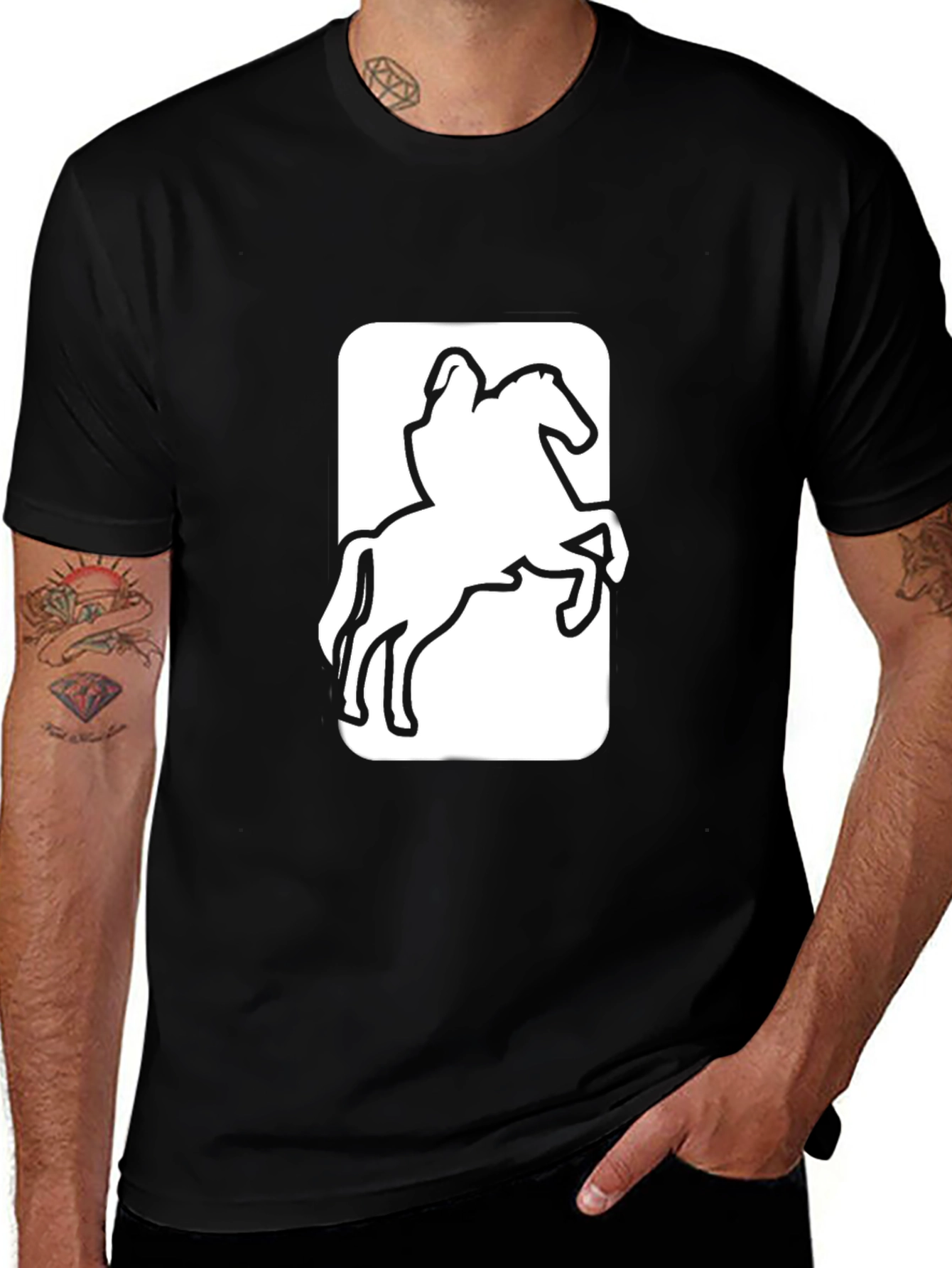 Variant 14 of Equestrian Rider Graphic Tee - Black Cotton T-Shirt