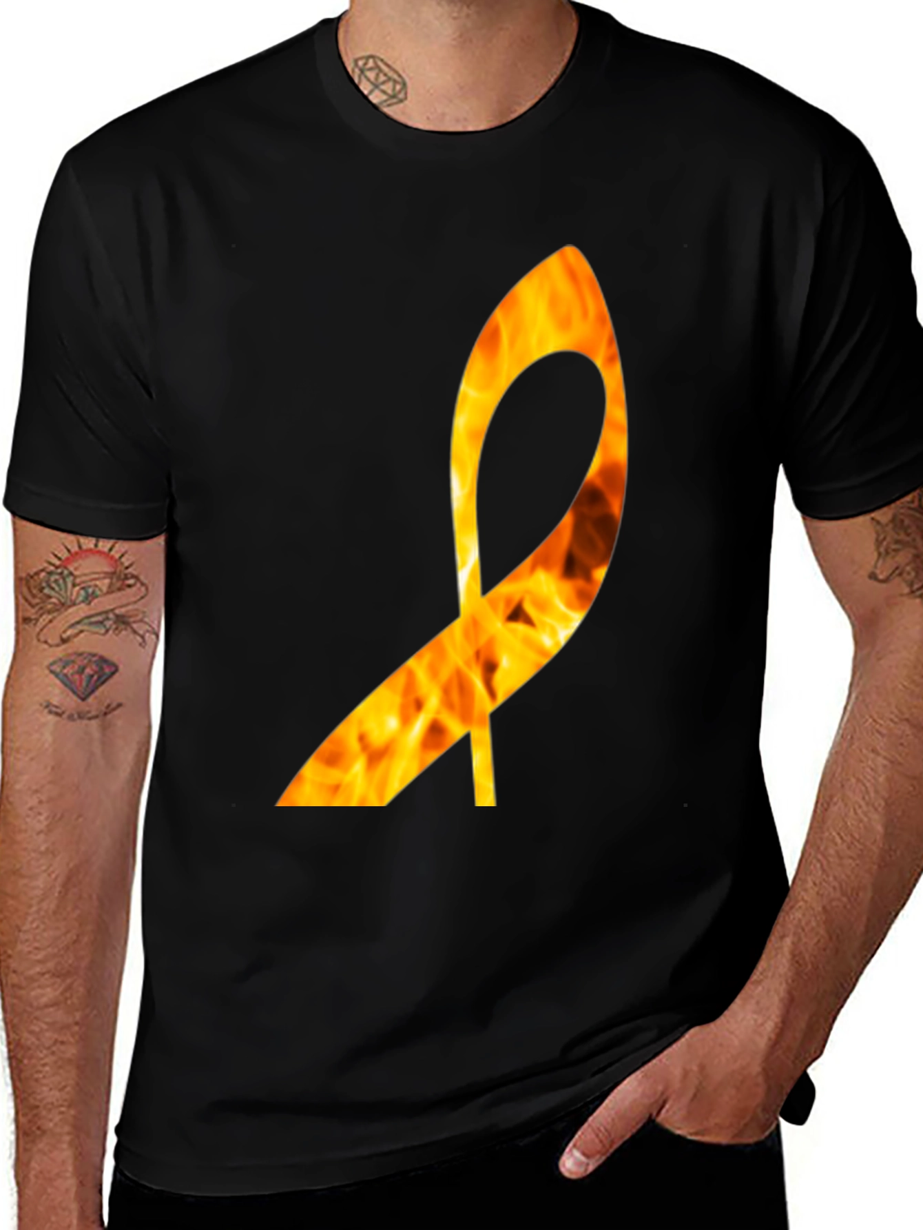 Variant 9 of Fiery Ribbon Graphic Tee - Bold Black T-Shirt